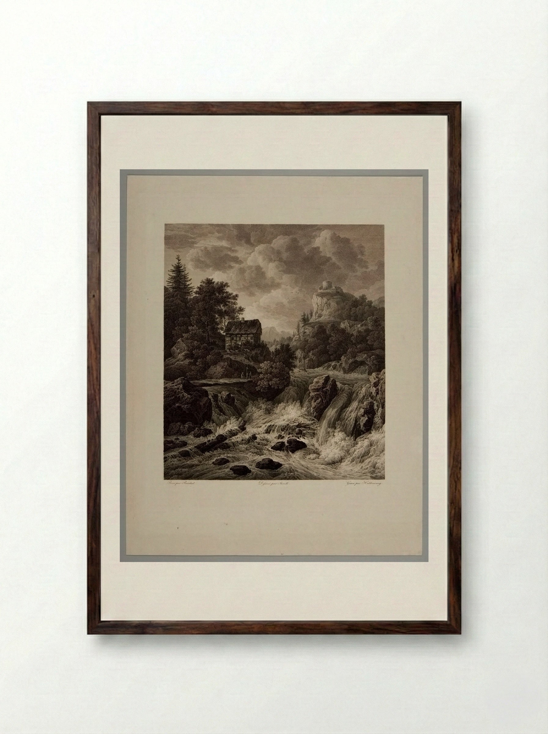 Waterfall - Christian Haldenwang - Framed Print Dark Wood