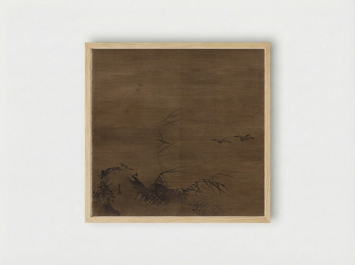 Waterfowl and Reeds - Liang Kai - Framed Print Wood
