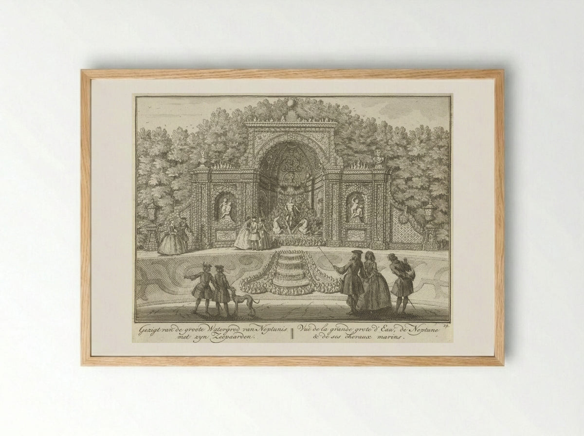 Watergrot van Neptunus in de tuin van Huis ter Meer te Maarssen - Hendrik de Leth - Framed Print Wood