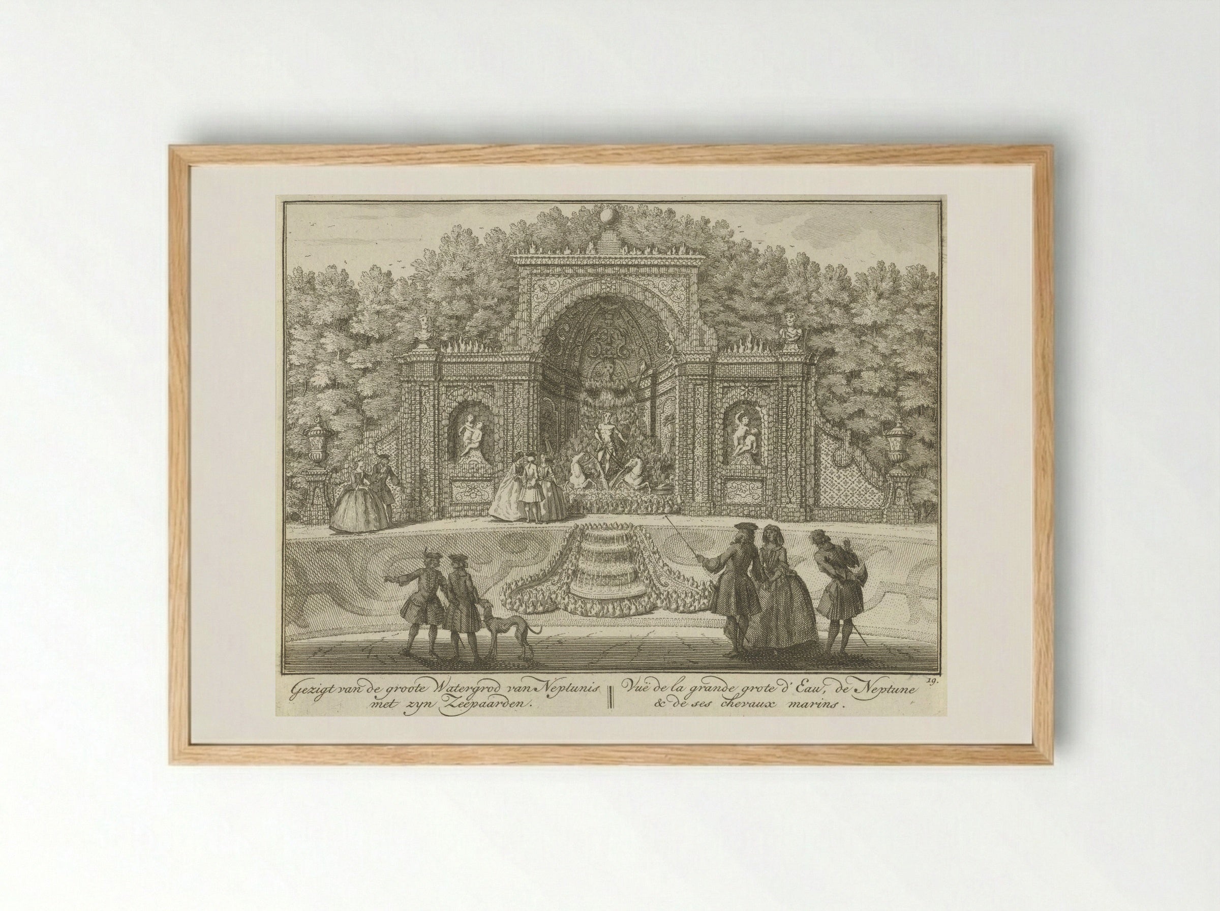 Watergrot van Neptunus in de tuin van Huis ter Meer te Maarssen - Hendrik de Leth - Framed Print Wood