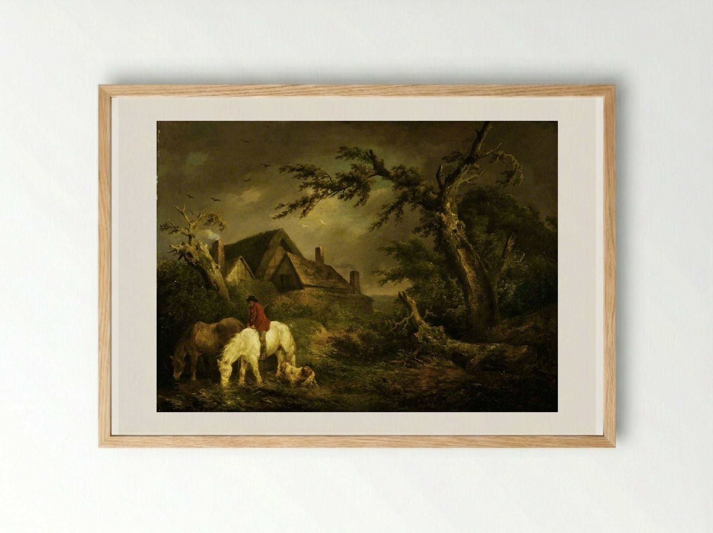 Watering Horses - George Morland - Framed Print Wood