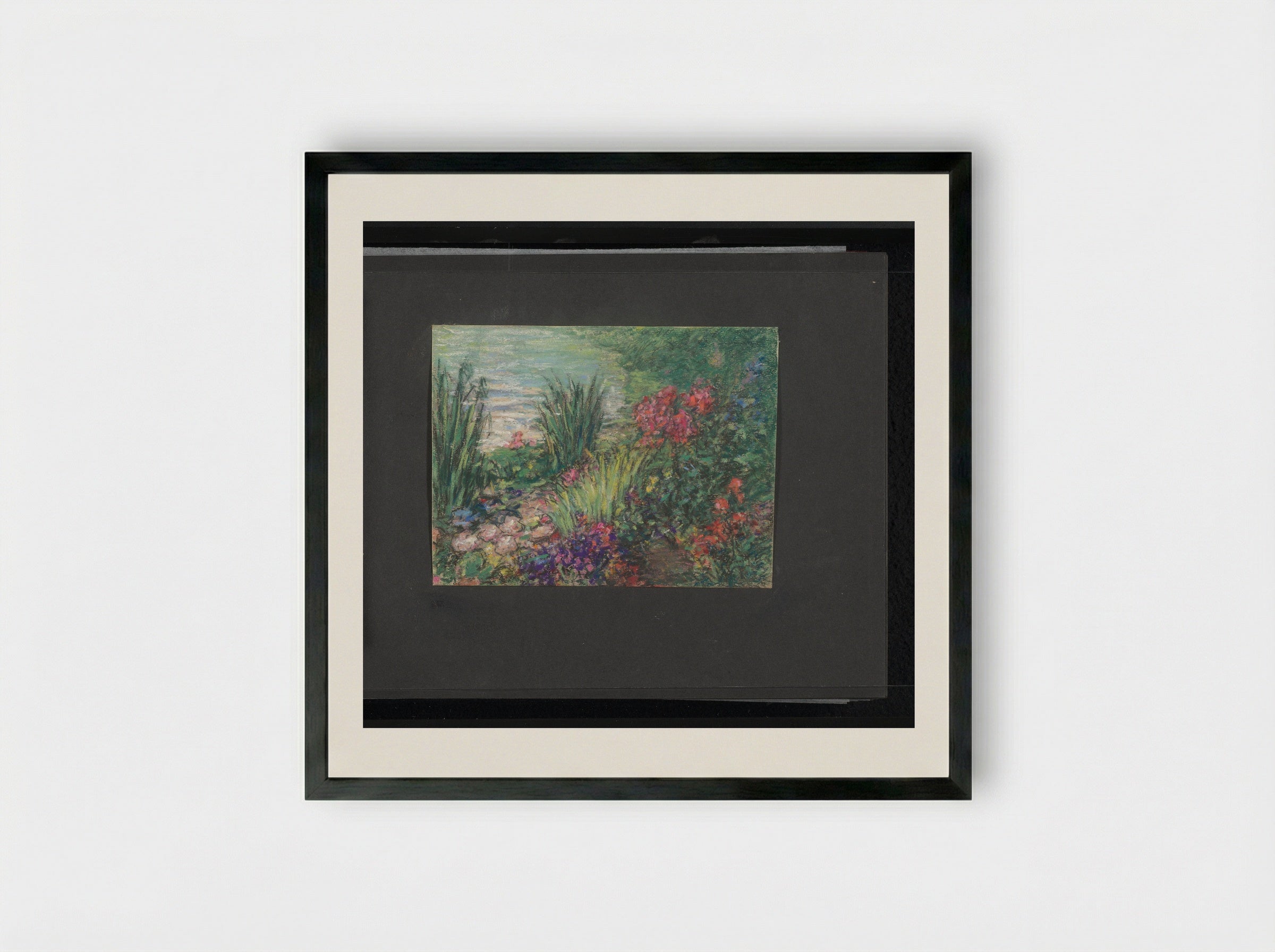 Waterkant met bloemen - Carel Nicolaas Storm van 's-Gravesande - Framed Print Black