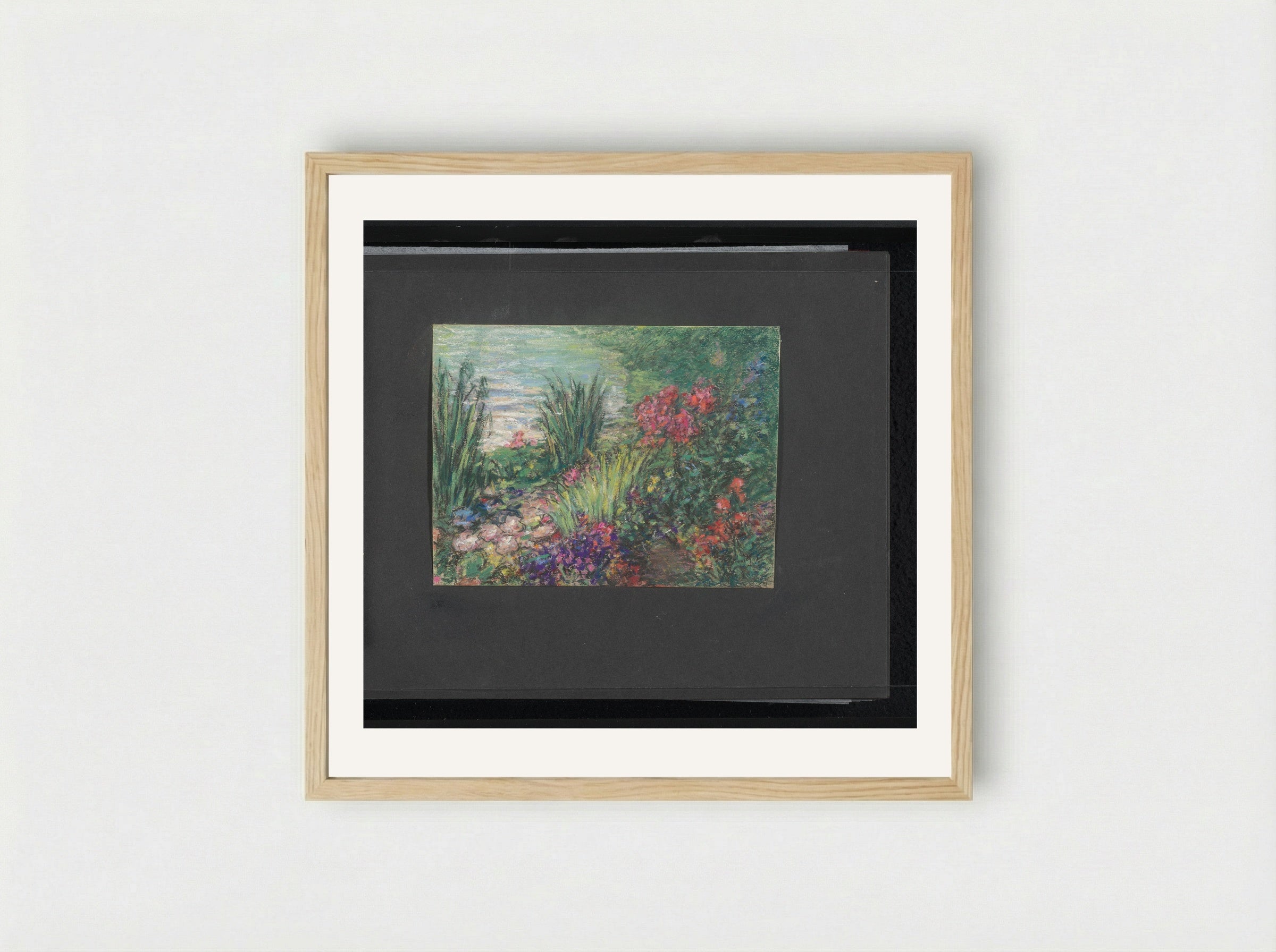 Waterkant met bloemen - Carel Nicolaas Storm van 's-Gravesande - Framed Print Wood