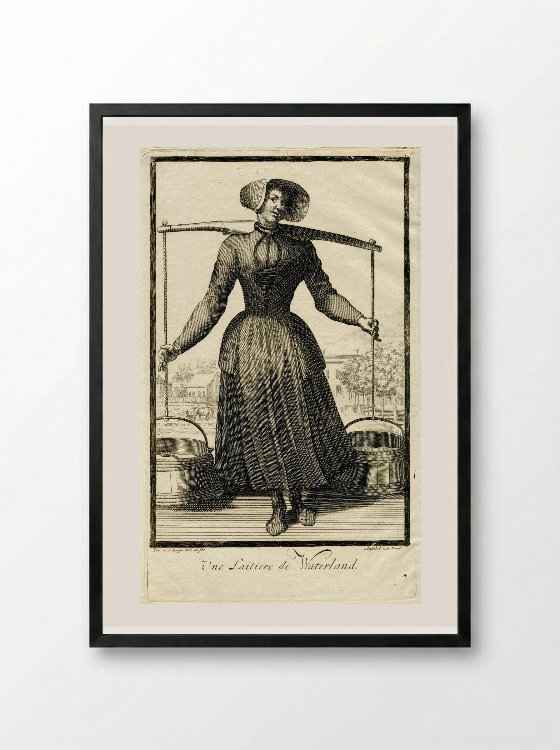 Waterlandse melkmeid - Pieter van den Berge - Framed Print Black