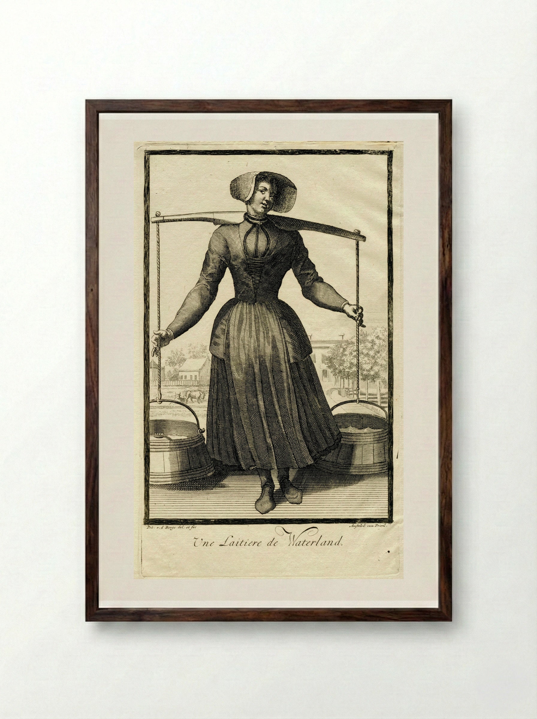 Waterlandse melkmeid - Pieter van den Berge - Framed Print Dark Wood