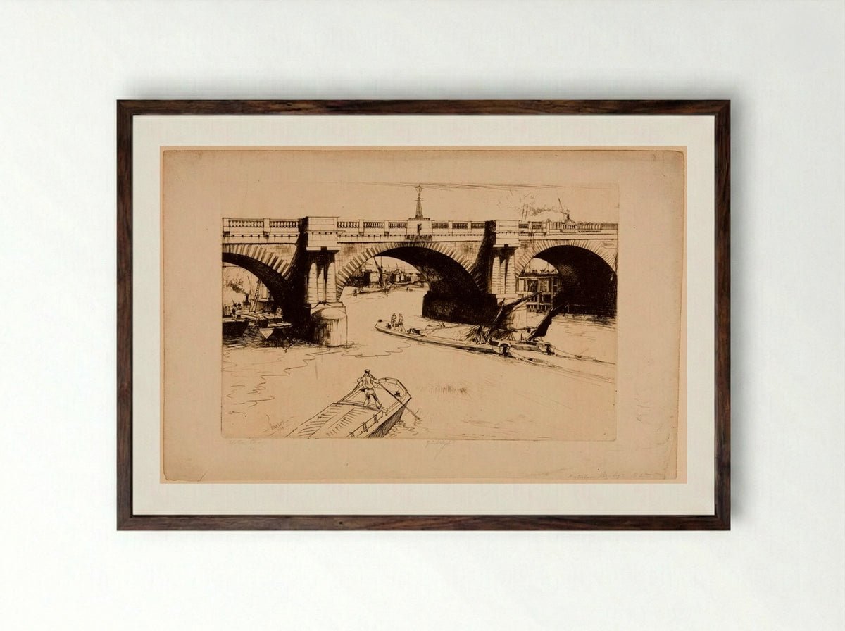 Waterloo Bridge - John W. Winkler - Framed Print Dark Wood