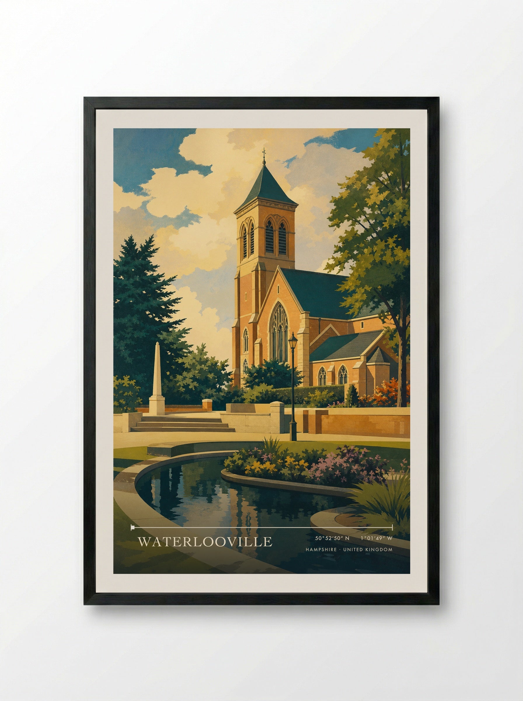 Waterlooville Hampshire United Kingdom Travel Poster - Framed Print Black