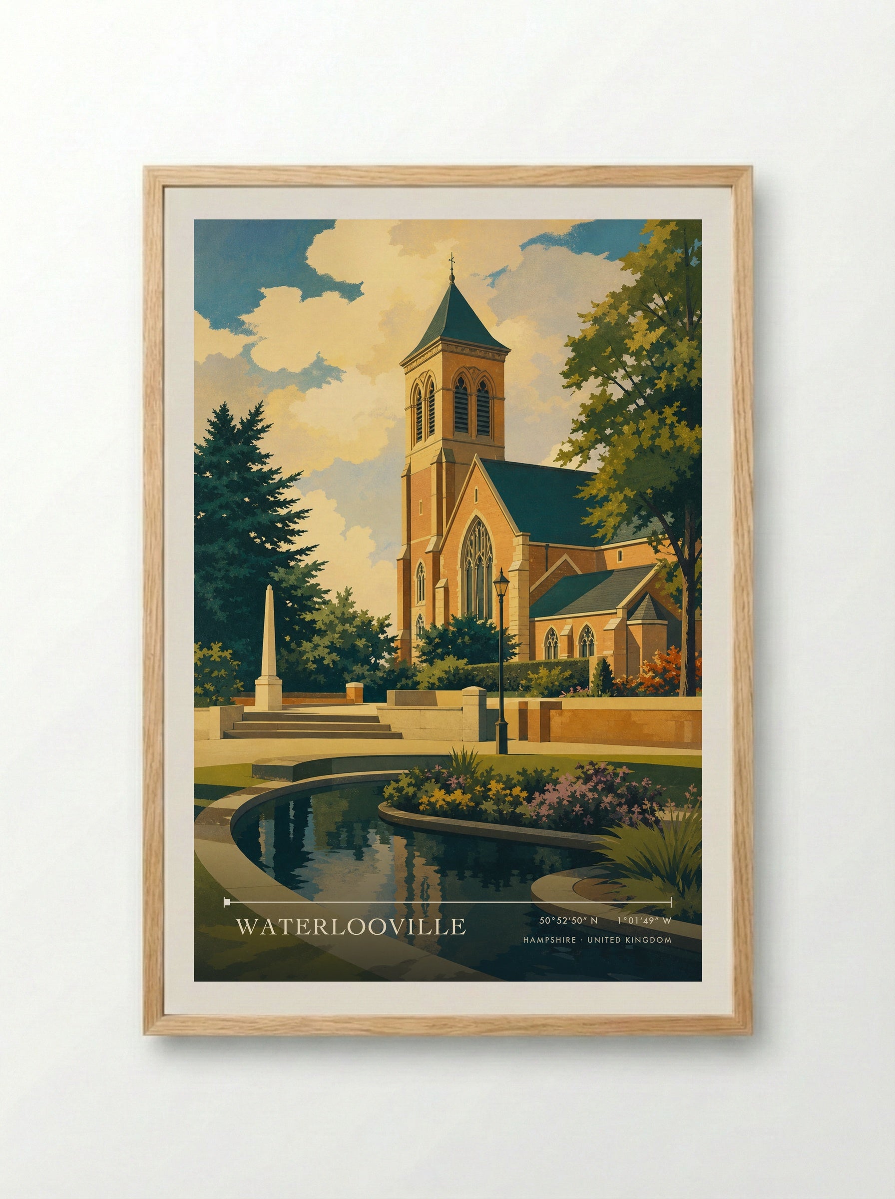 Waterlooville Hampshire United Kingdom Travel Poster - Framed Print Wood