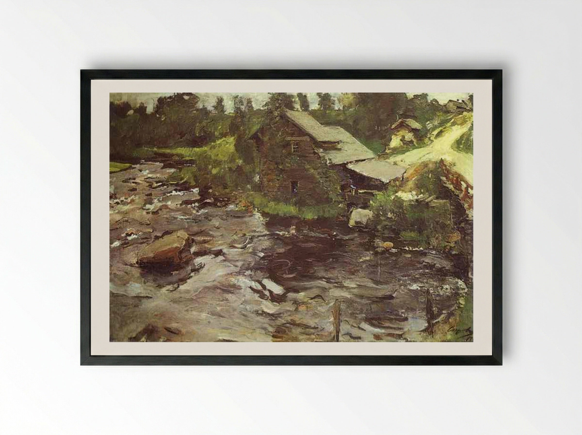 Watermill in Finland - Valentin Serov - Framed Print Black