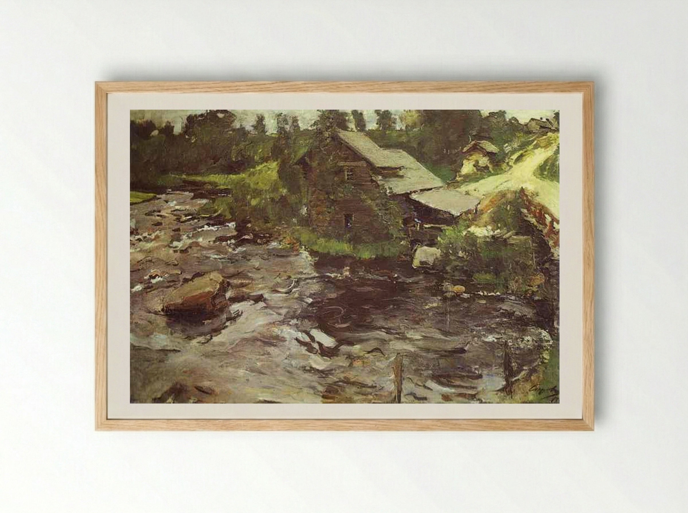 Watermill in Finland - Valentin Serov - Framed Print Wood