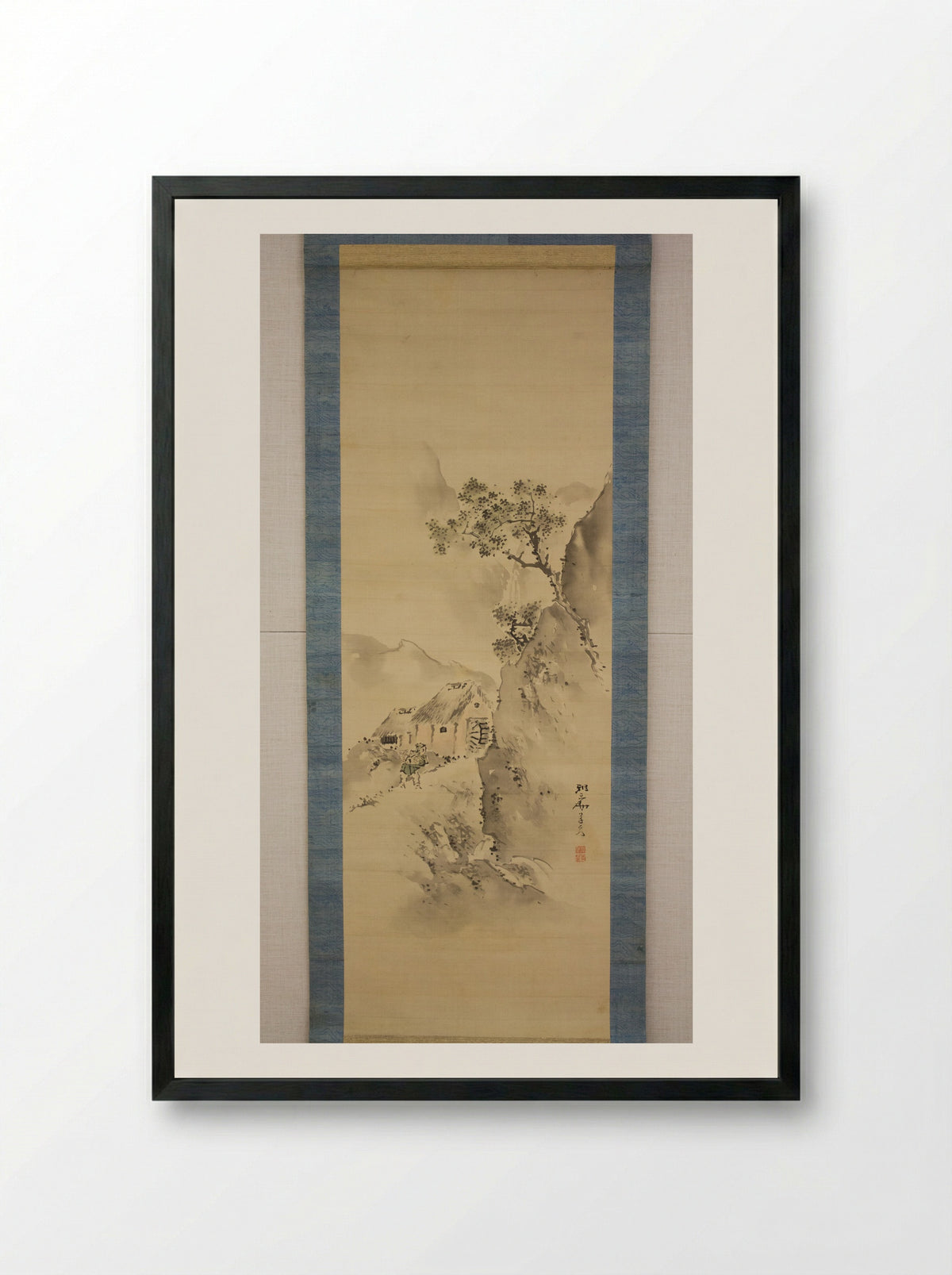 Watermill in the Mountains - Kishi Ganryo - Framed Print Black