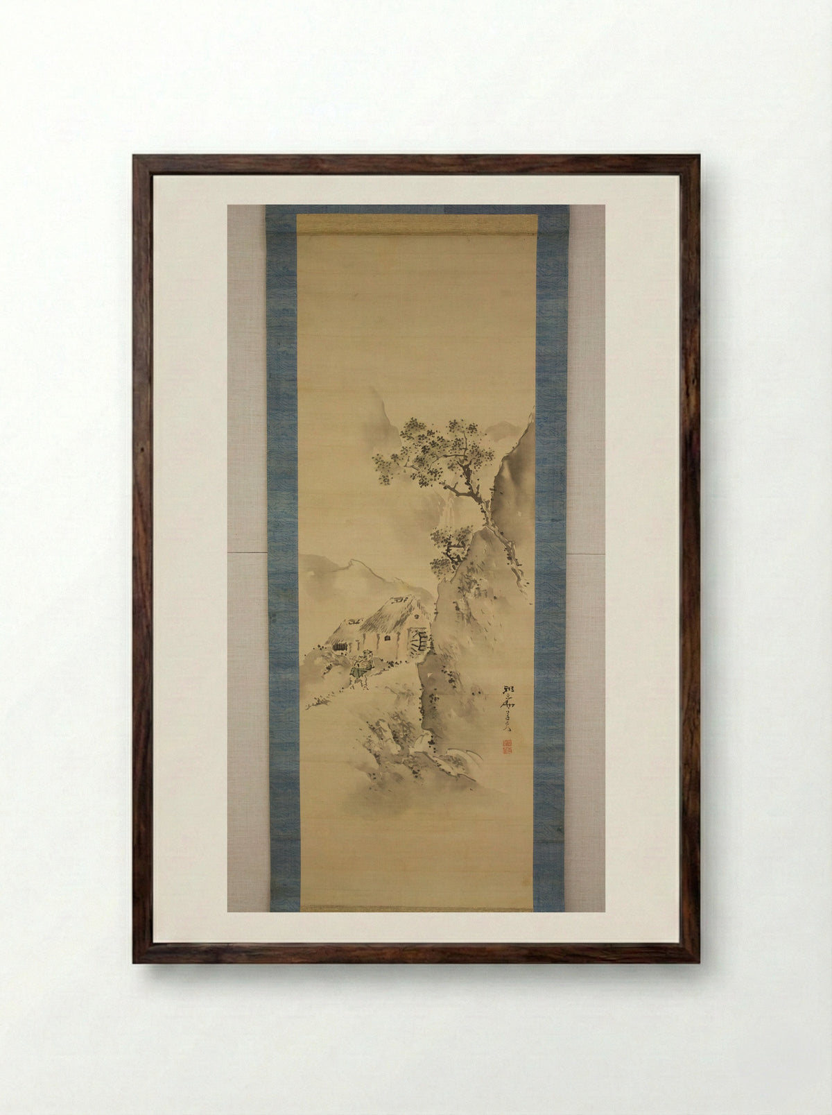 Watermill in the Mountains - Kishi Ganryo - Framed Print Dark Wood