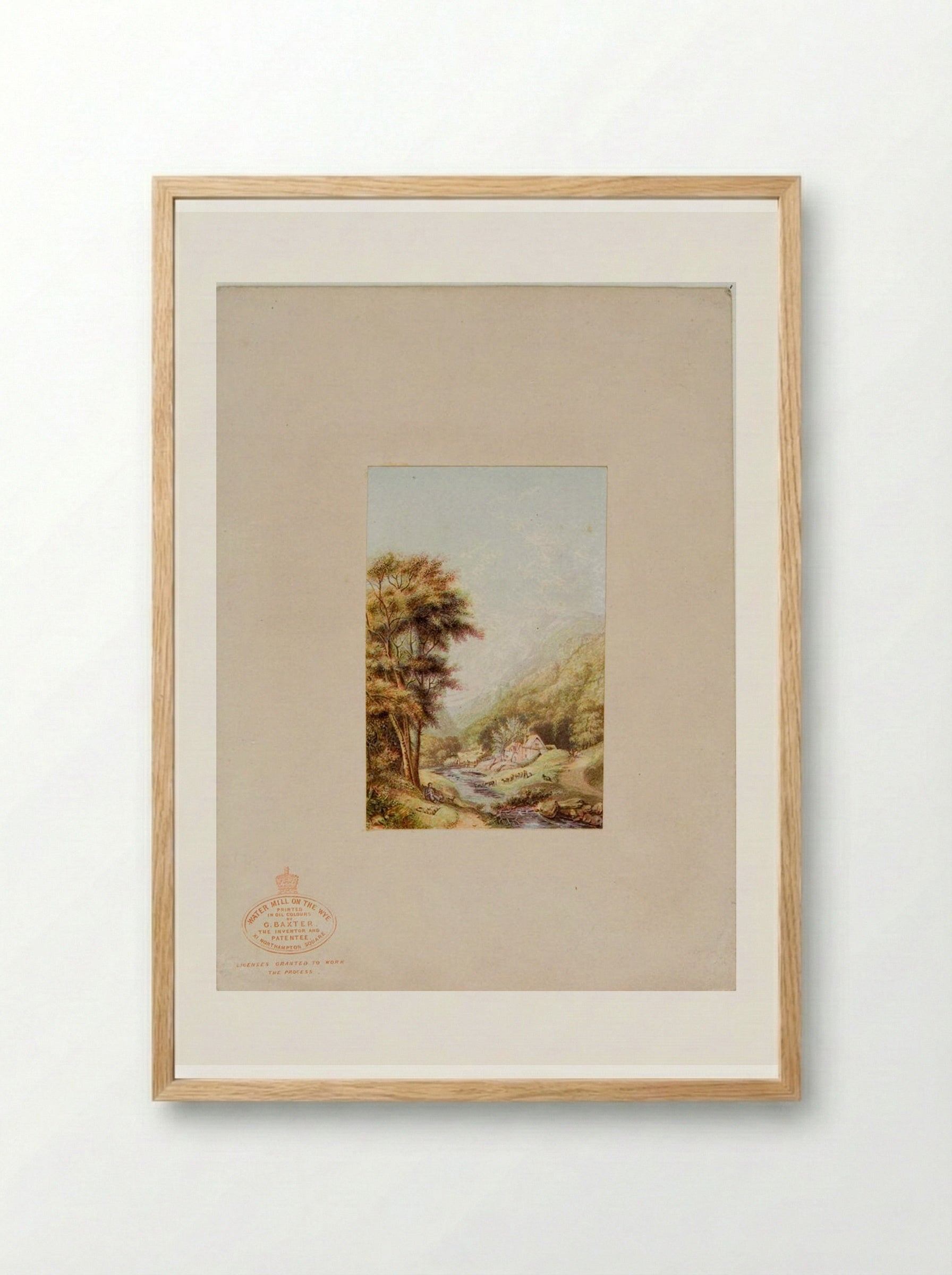 Watermill on the Wye - George Baxter - Framed Print Wood