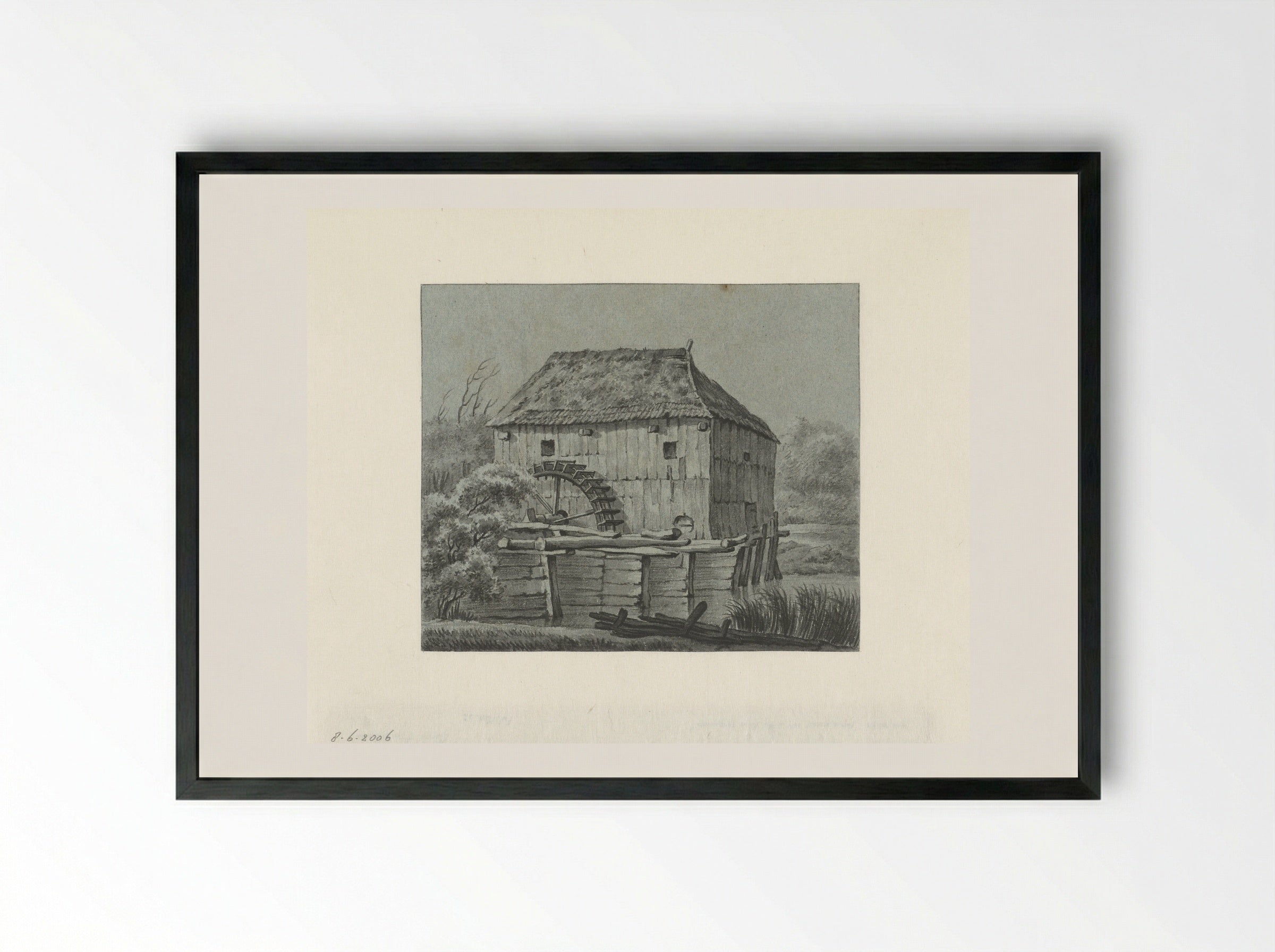 Watermolen Den Haller te Diepenheim - Gerrit Hulseboom - Framed Print Black