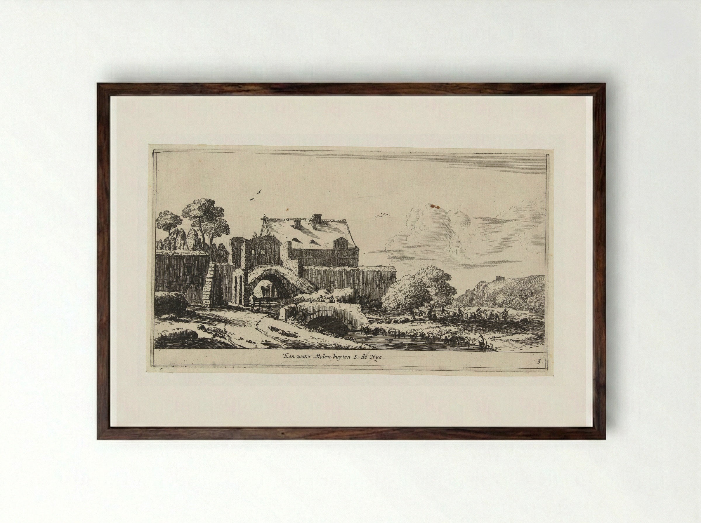 Watermolen bij Saint-Denis - Reinier Nooms - Framed Print Dark Wood