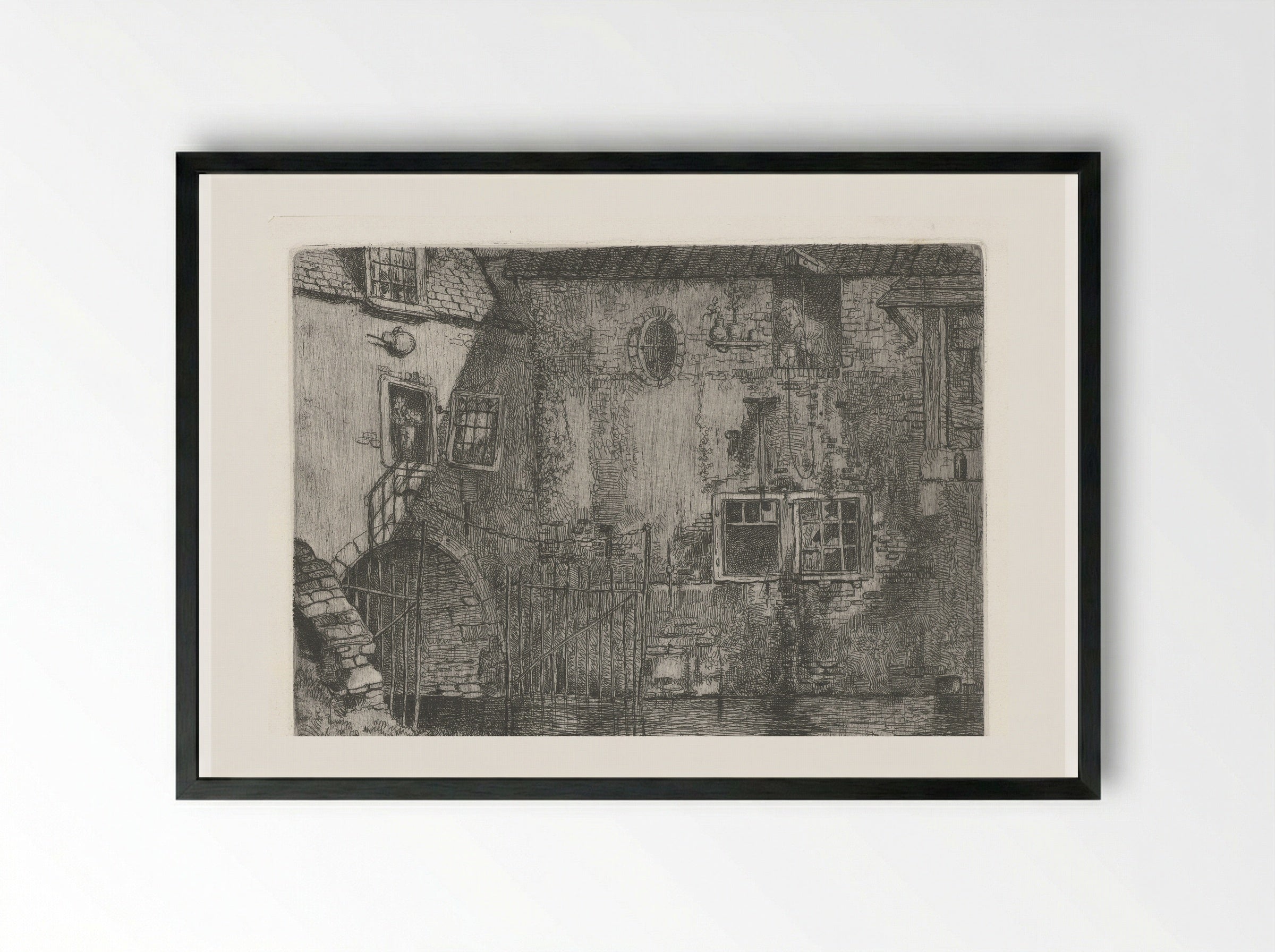 Waterslootse Poort te Delft - Jacobus Ludovicus Cornet - Framed Print Black