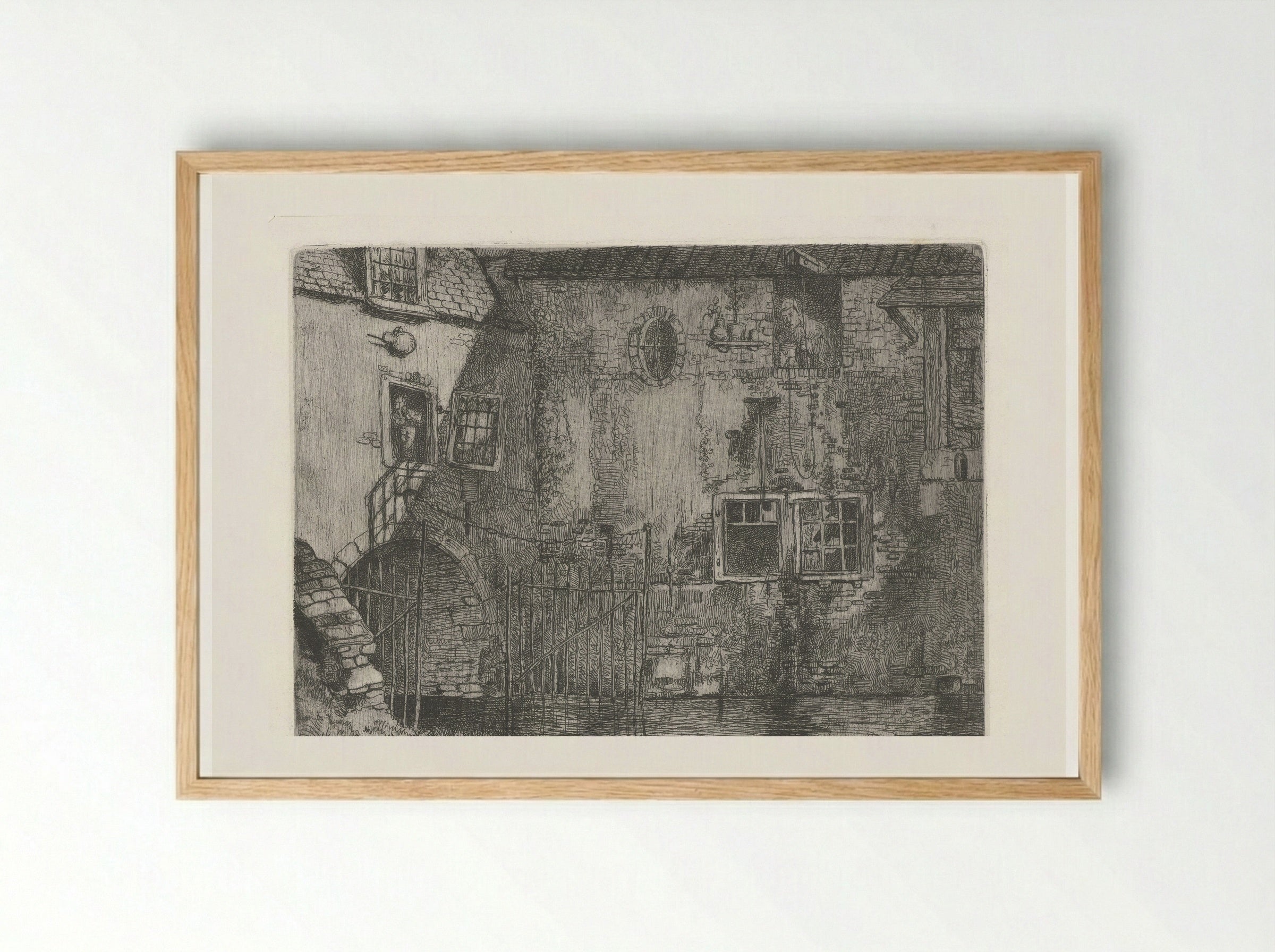 Waterslootse Poort te Delft - Jacobus Ludovicus Cornet - Framed Print Wood