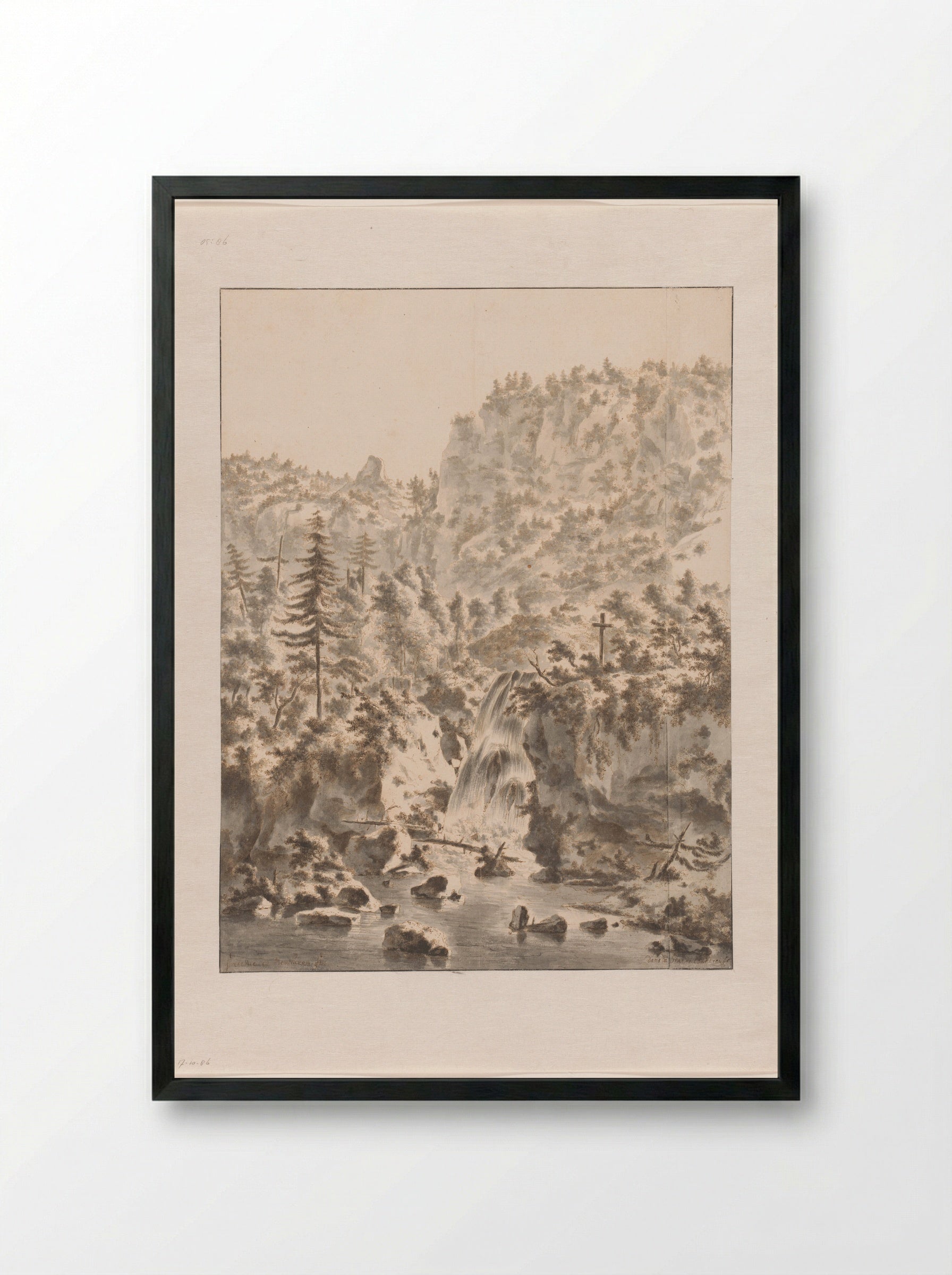 Waterval bij de Grand Chartreuse - Frederik de Moucheron - Framed Print Black