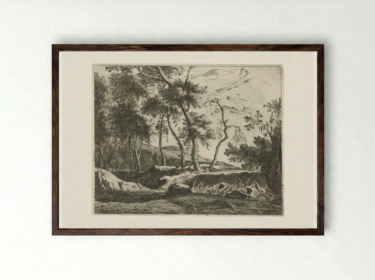 Waterval - Roelant Roghman - Framed Print Dark Wood