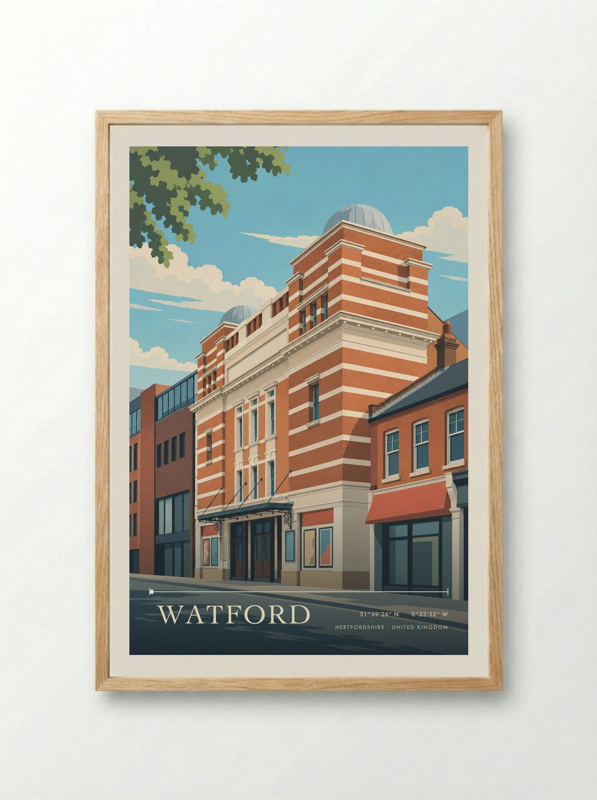 Watford, Hertfordshire | Travel Poster - Framed Print Wood
