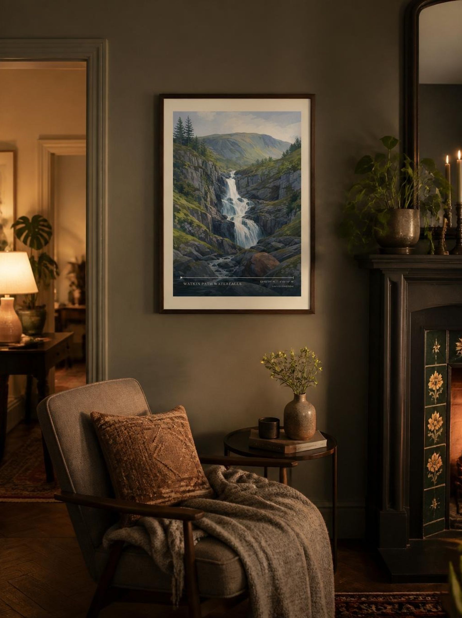 Watkin Path Waterfalls United Kingdom Travel Poster - Lifestyle