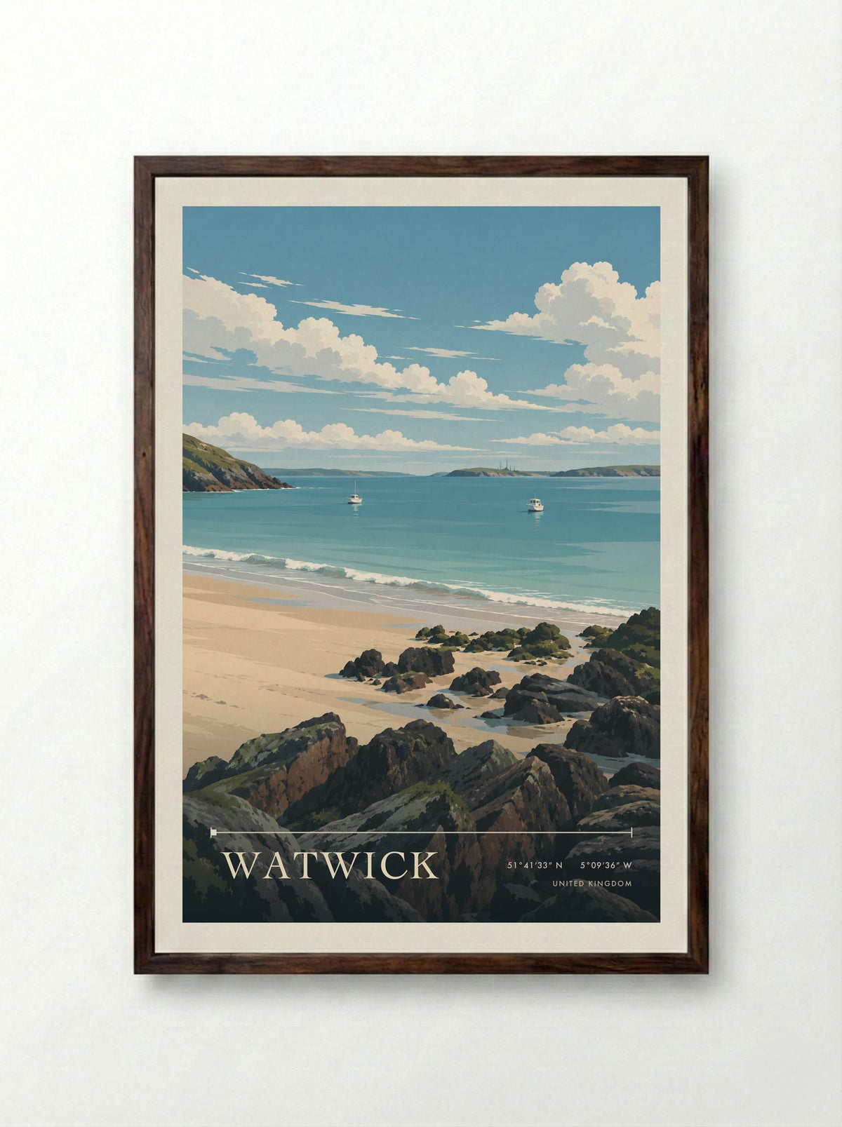 Watwick | Travel Poster - Framed Print Dark Wood