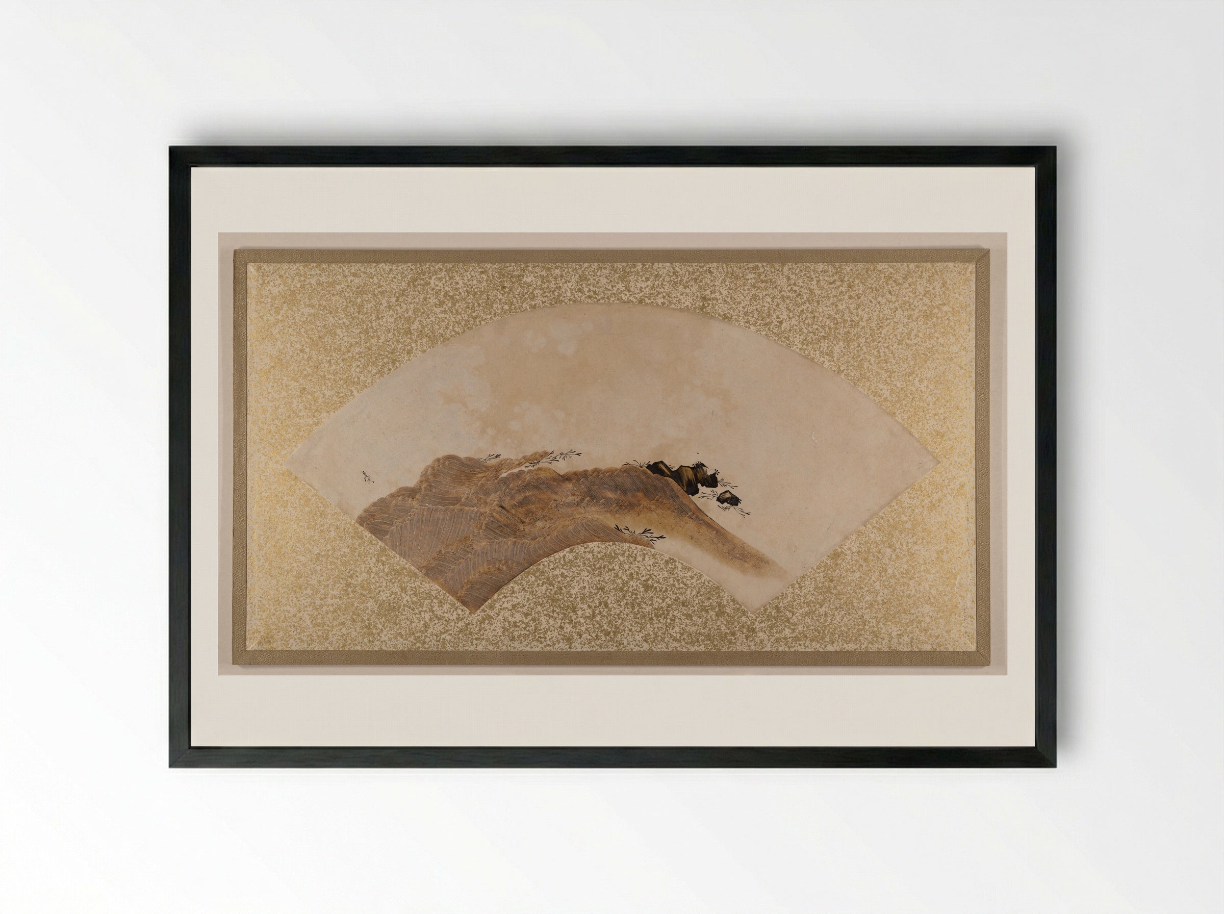 Waves and Rocks - Shibata Zeshin - Framed Print Black