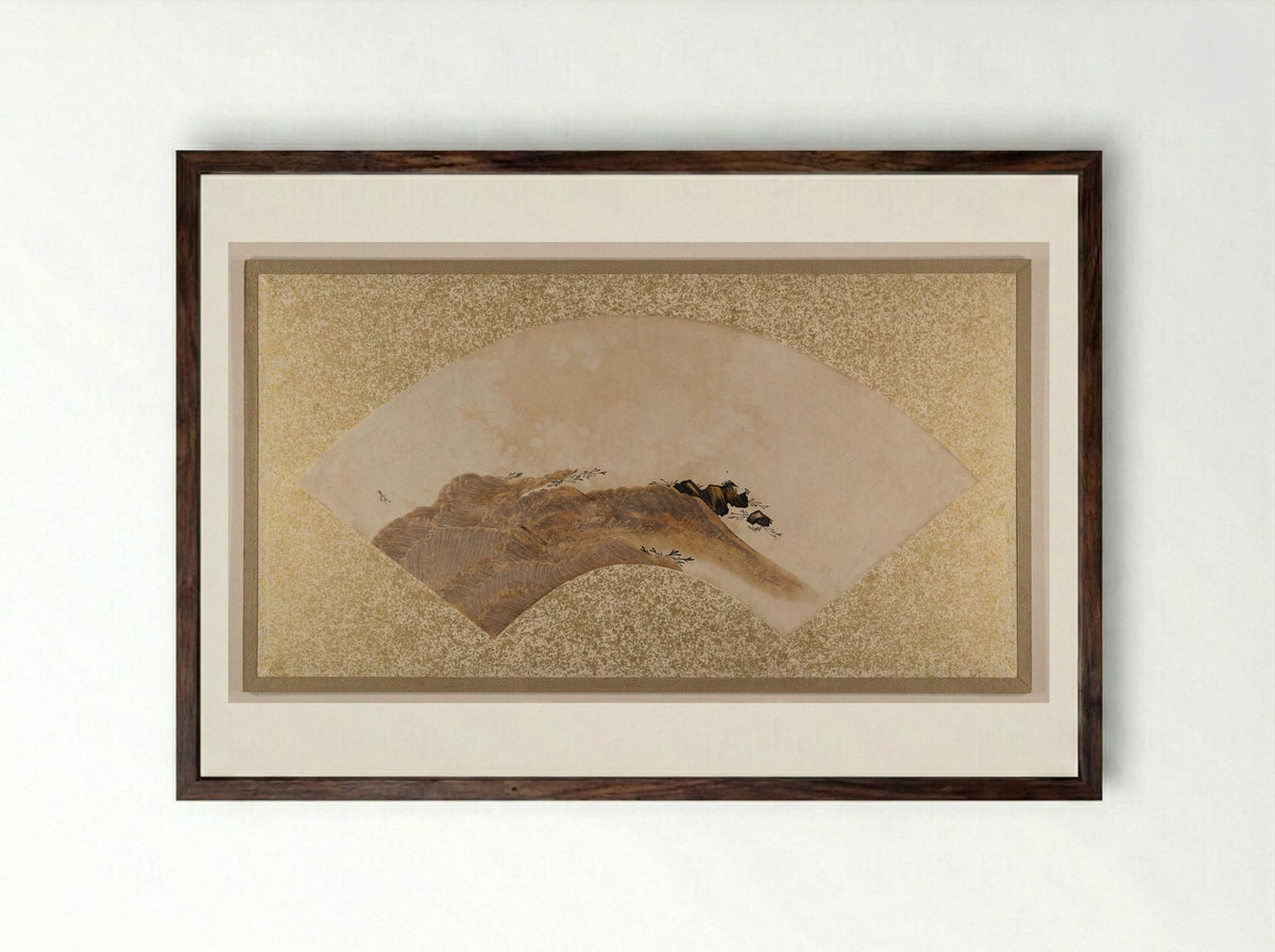 Waves and Rocks - Shibata Zeshin - Framed Print Dark Wood