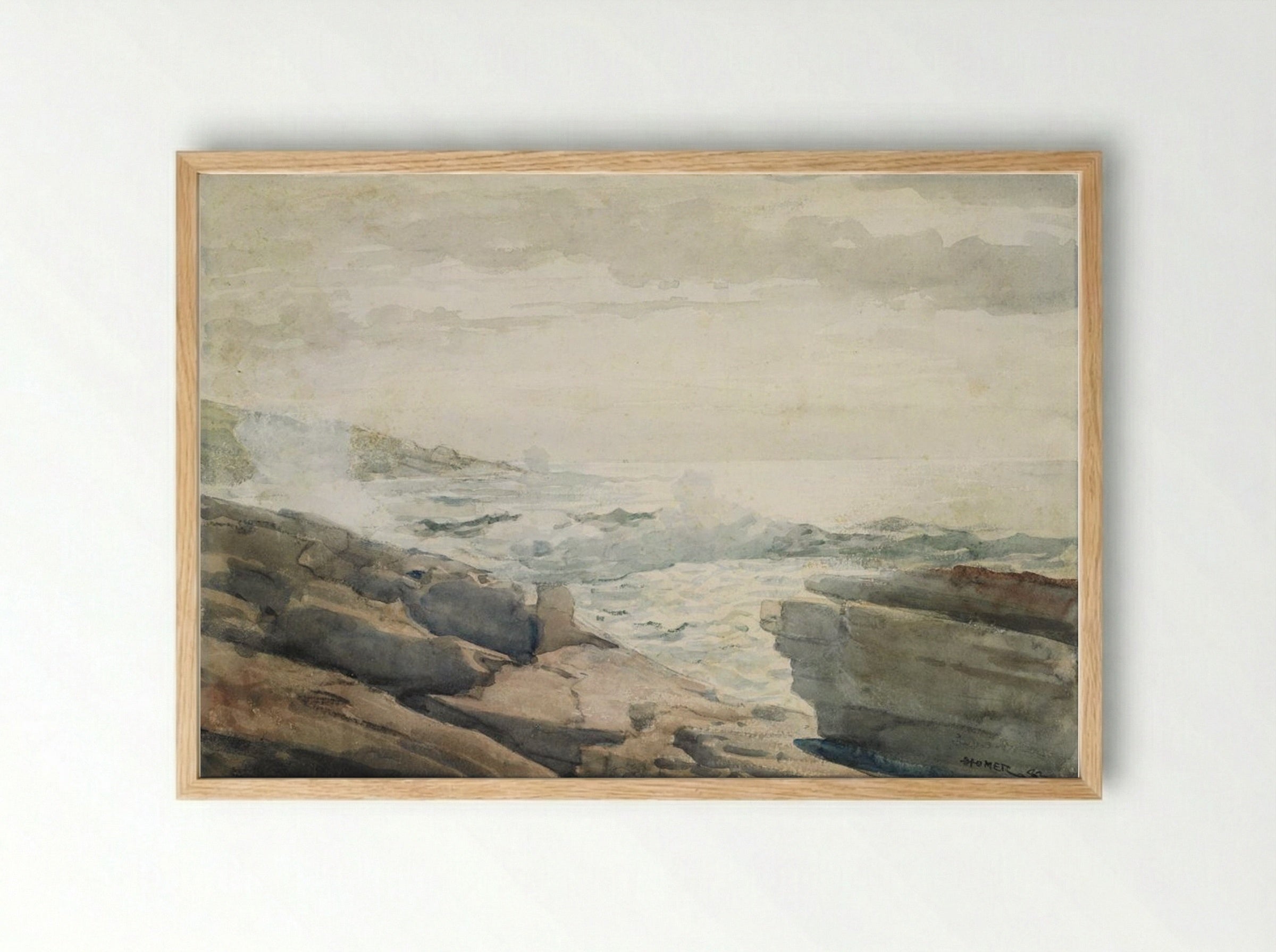 Waves on a Rocky Coast - Winslow Homer - Framed Print Wood