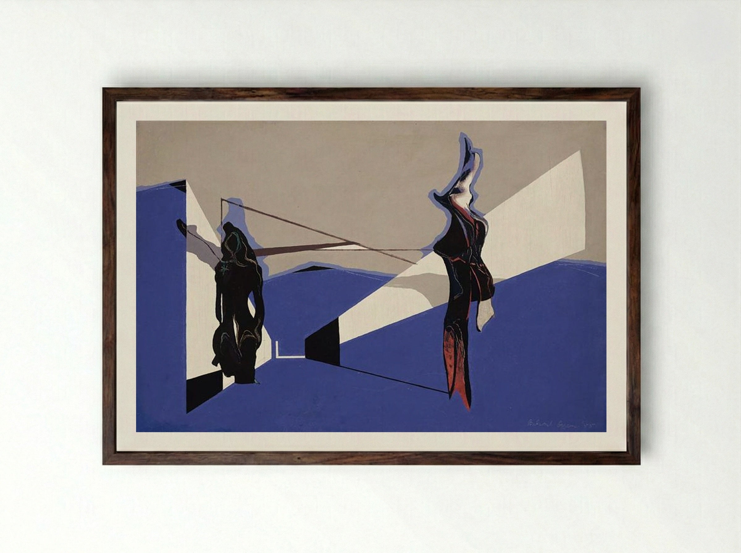 Way Down Blue - Balcomb Greene - Framed Print Dark Wood