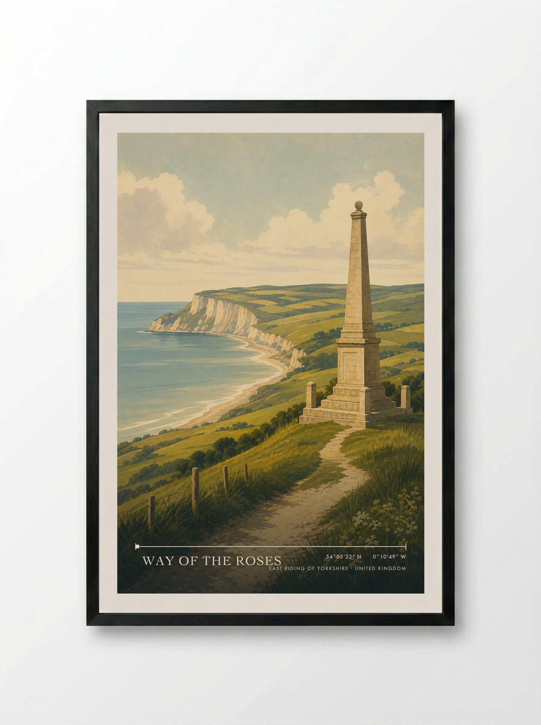 Way of the Roses East Riding of Yorkshire United Kingdom Travel Poster - Framed Print Black