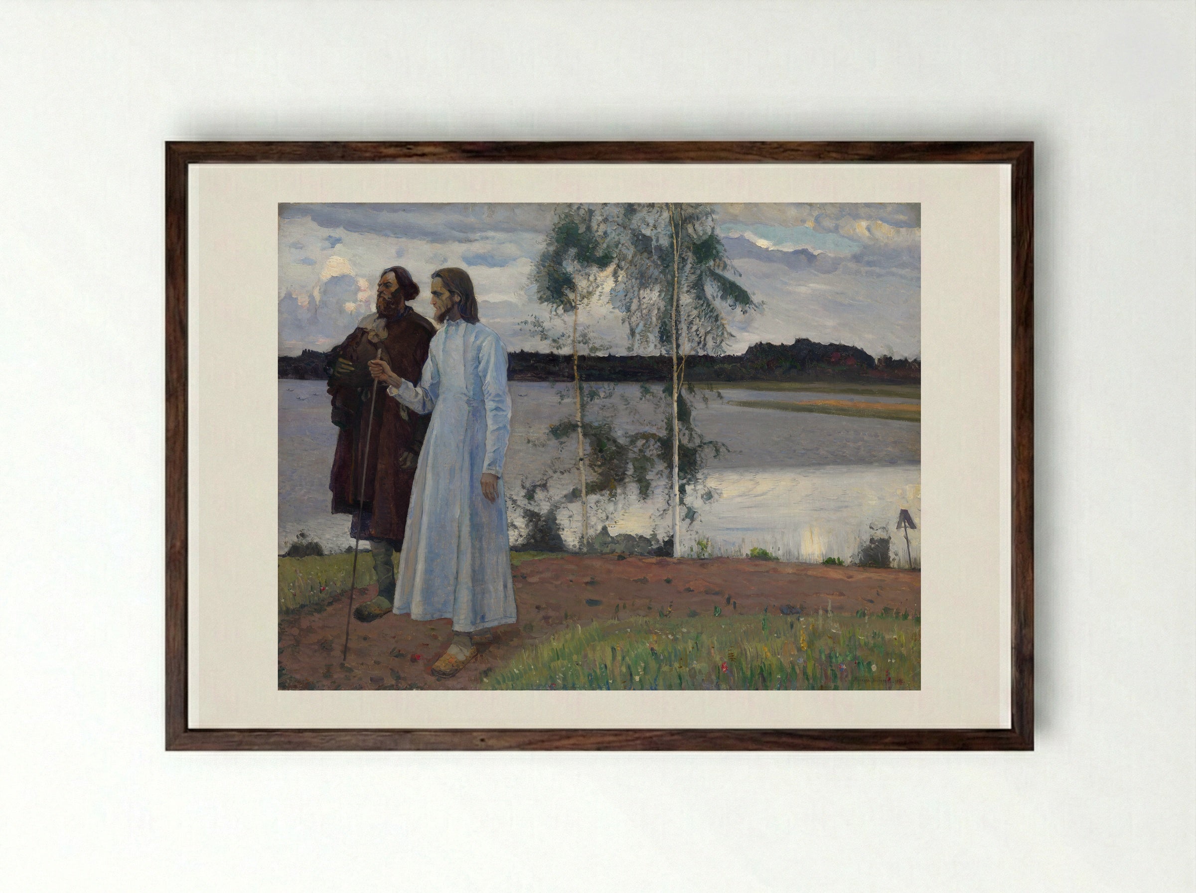 Wayfarer - Mikhail Nesterov - Framed Print Dark Wood