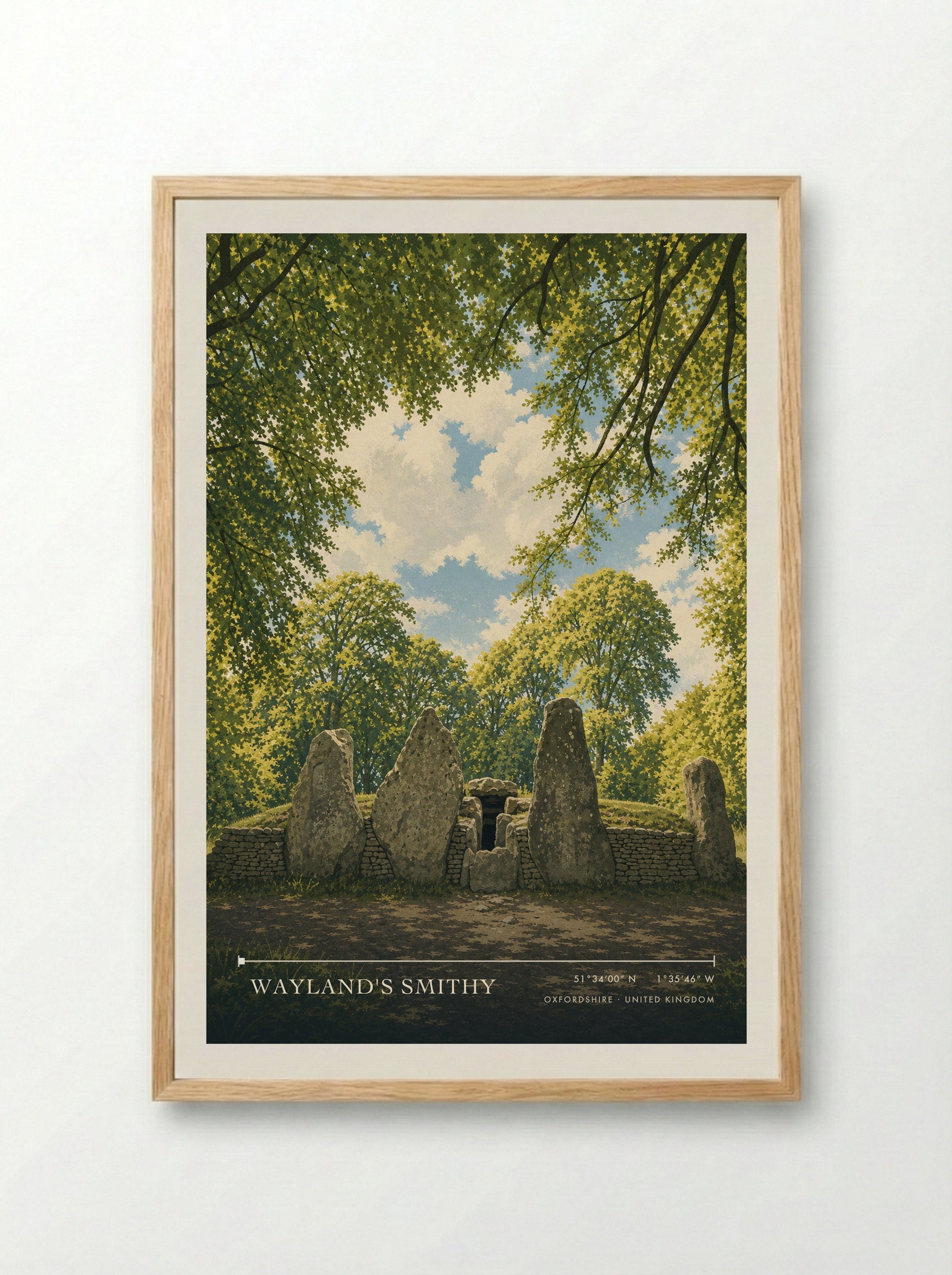 Wayland's Smithy Oxfordshire United Kingdom Travel Poster - Framed Print Wood