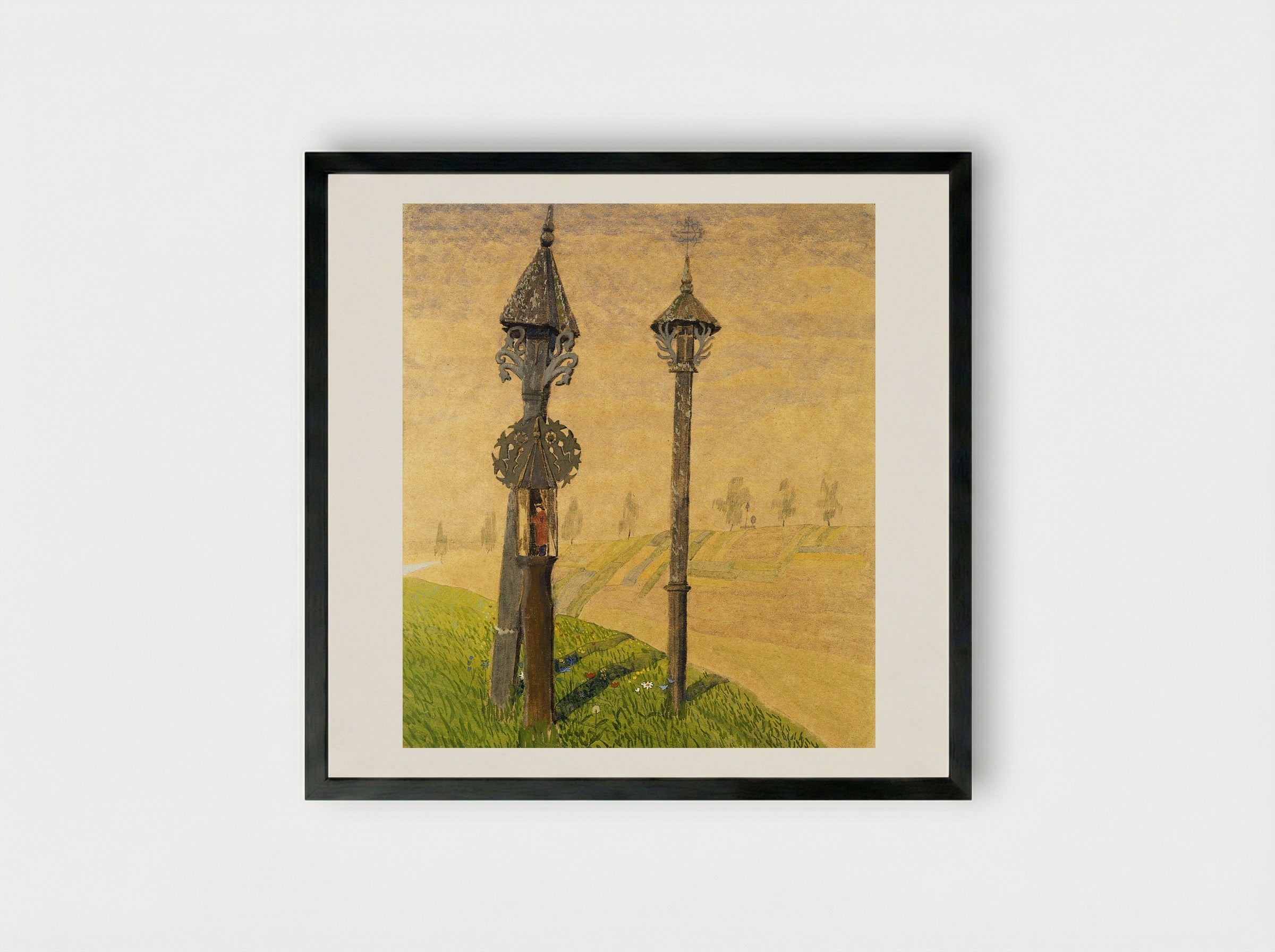 Wayside Crosses of Zemaitija - Mikalojus Konstantinas Čiurlionis - Framed Print Black
