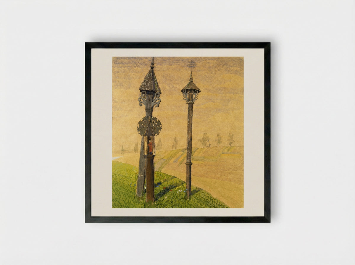 Wayside Crosses of Zemaitija - Mikalojus Konstantinas Čiurlionis - Framed Print Black