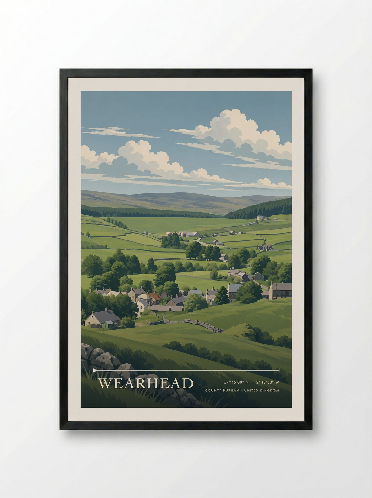 Wearhead, County Durham | Travel Poster - Framed Print Black