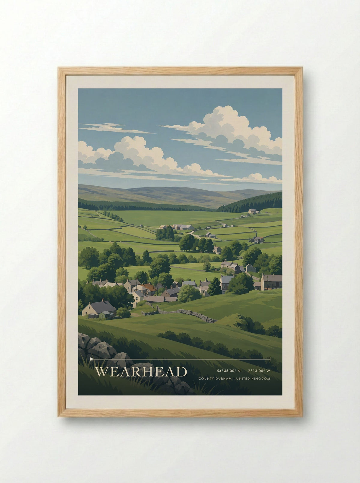 Wearhead, County Durham | Travel Poster - Framed Print Wood