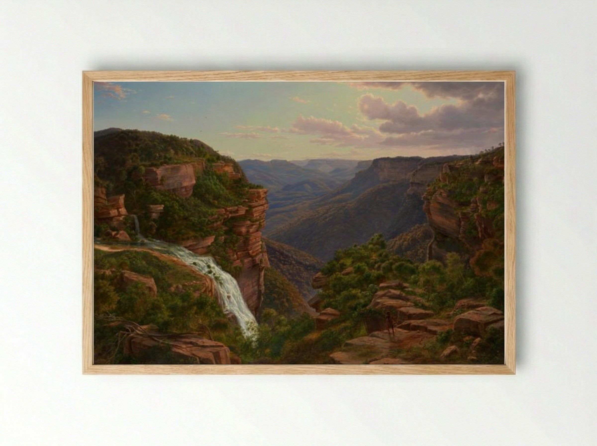 Weatherboard Creek Falls, Jamieson's Valley, New South Wales - Eugene von Guerard - Framed Print Wood
