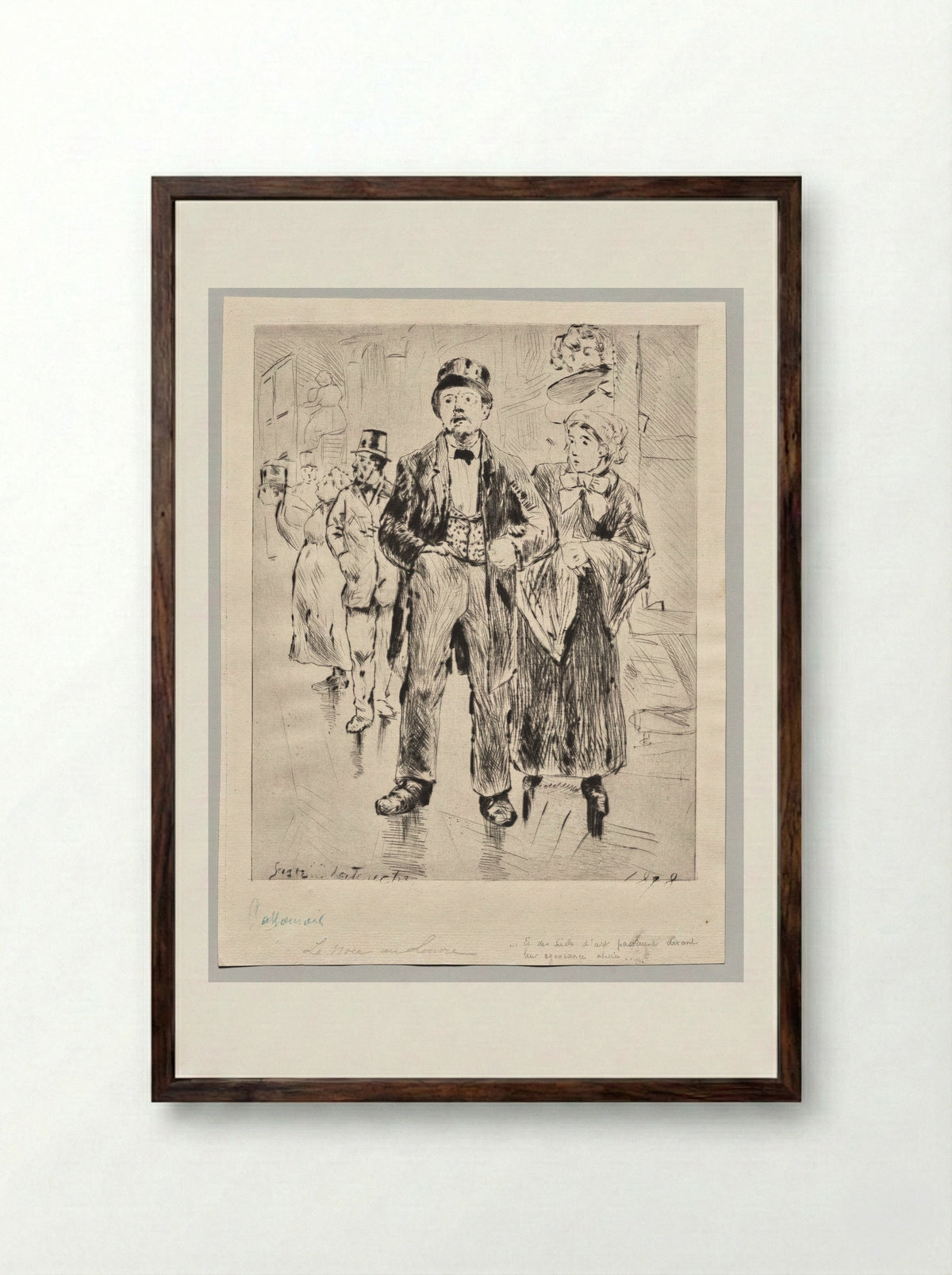 Wedding at the Louvre - Gaston de Latouche - Framed Print Dark Wood