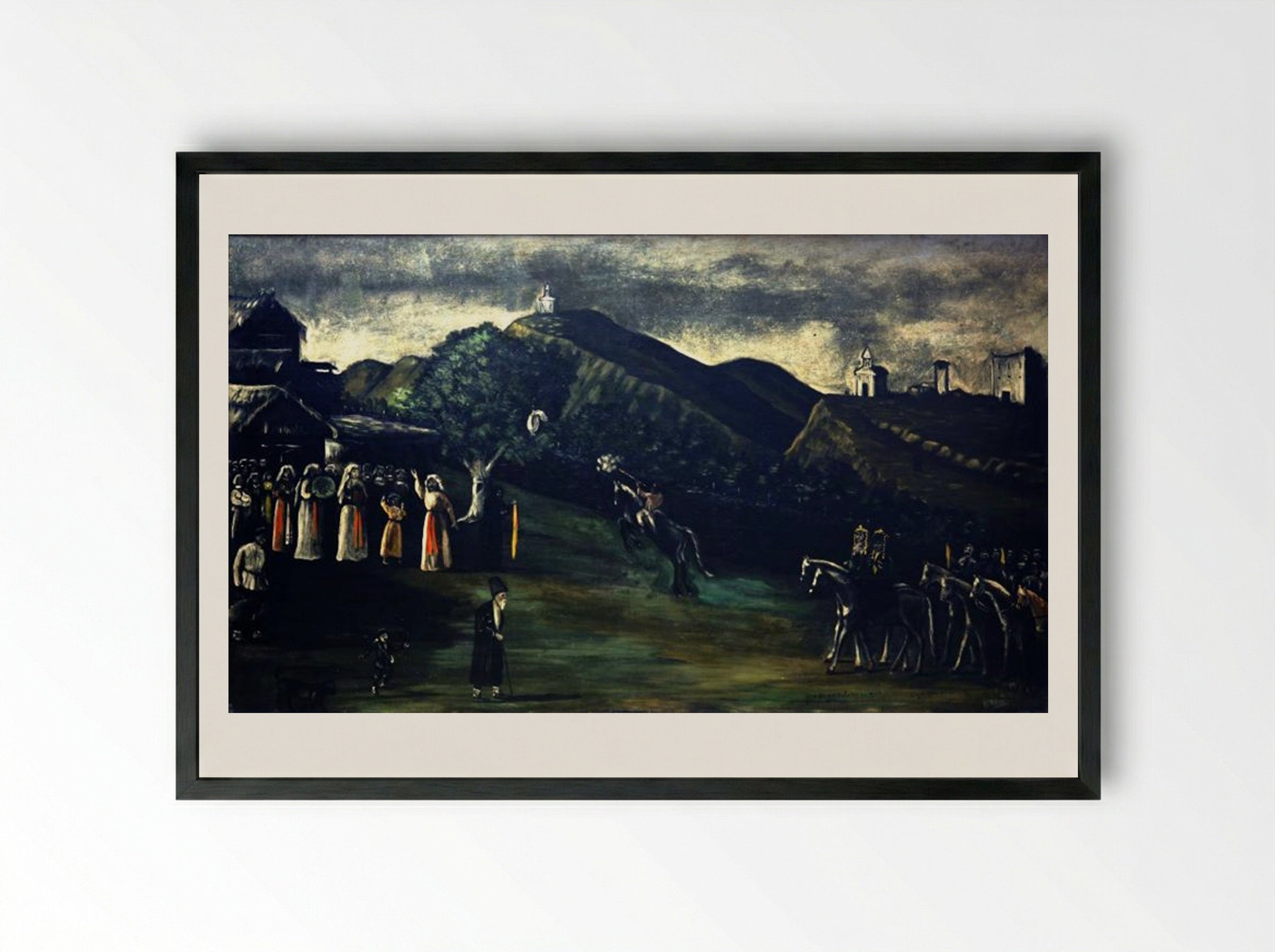 Wedding in the Old-Times Georgia - Niko Pirosmani - Framed Print Black