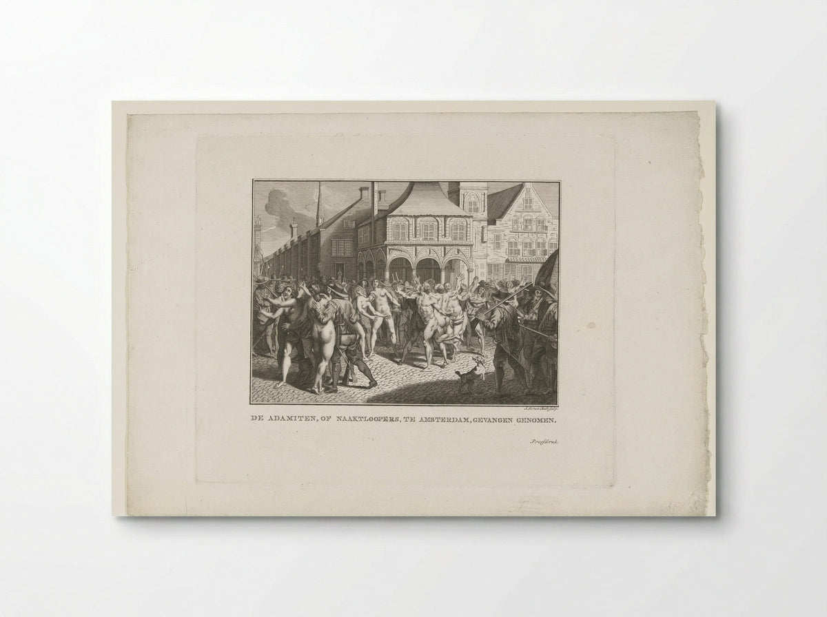Wederdopers lopen naakt over de Dam te Amsterdam, 1535 - Jan Lucas van der Beek - Poster