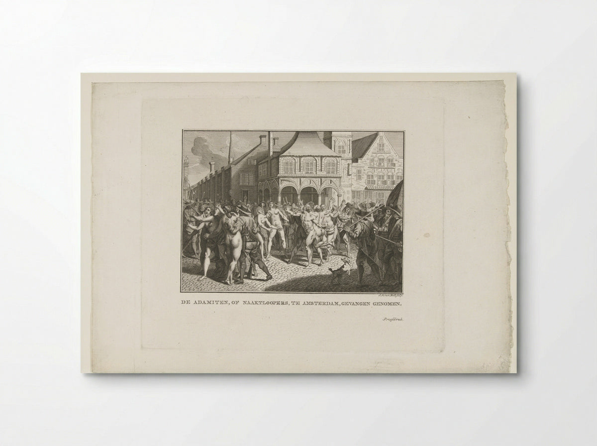 Wederdopers lopen naakt over de Dam te Amsterdam, 1535 - Jan Lucas van der Beek - Poster