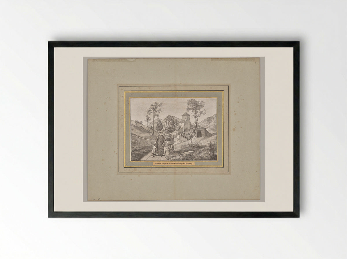 Wednesday. Footpath on the Mönchsberg near Salzburg - Ferdinand Olivier - Framed Print Black