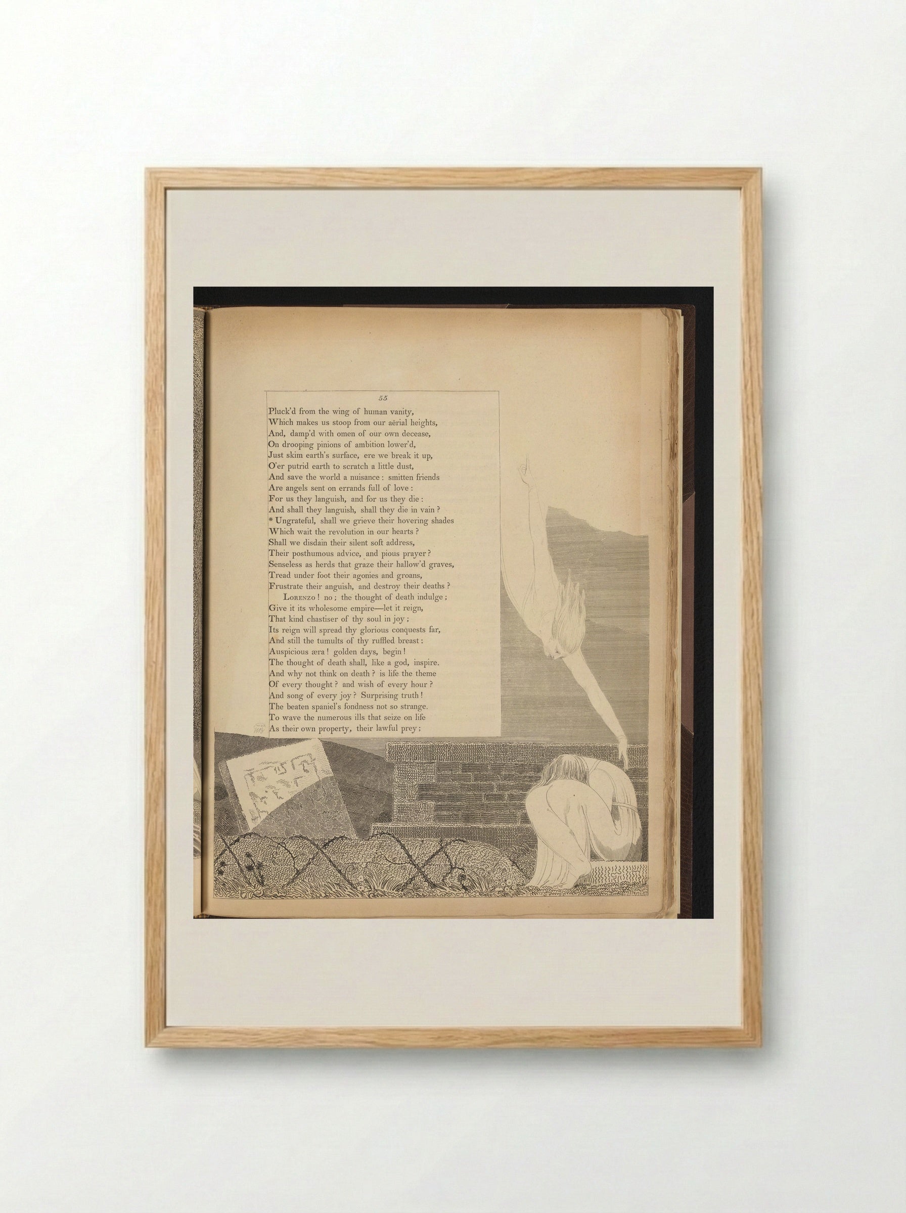 Weeping Person at Grave - William Blake - Framed Print Wood