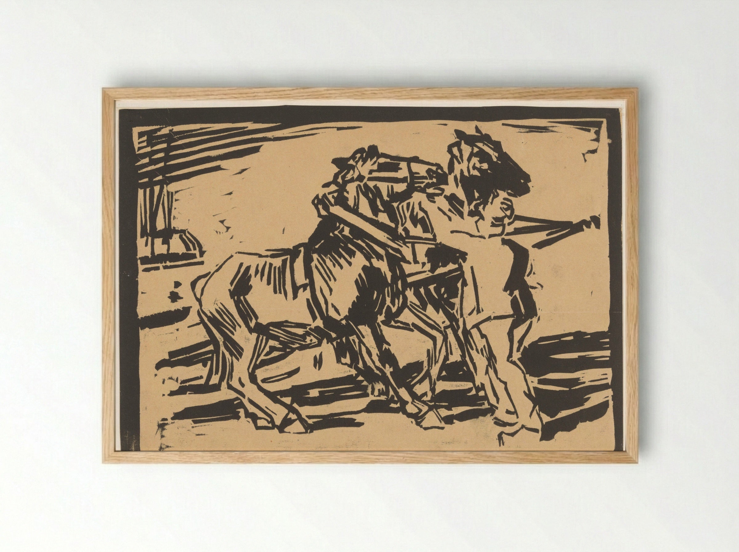 Weerspannige paarden - Marius Richters - Framed Print Wood