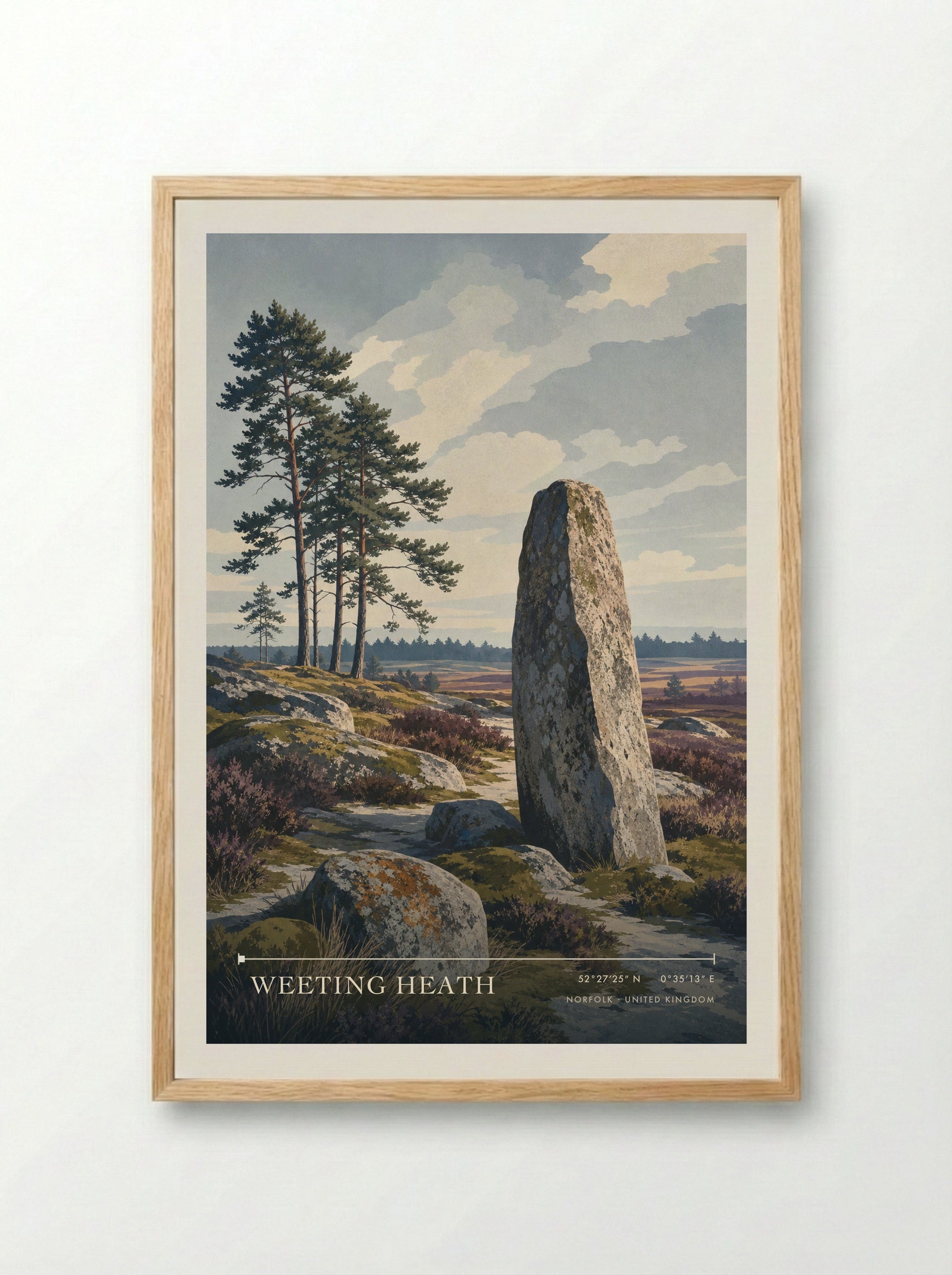 Weeting Heath Norfolk United Kingdom Travel Poster - Framed Print Wood