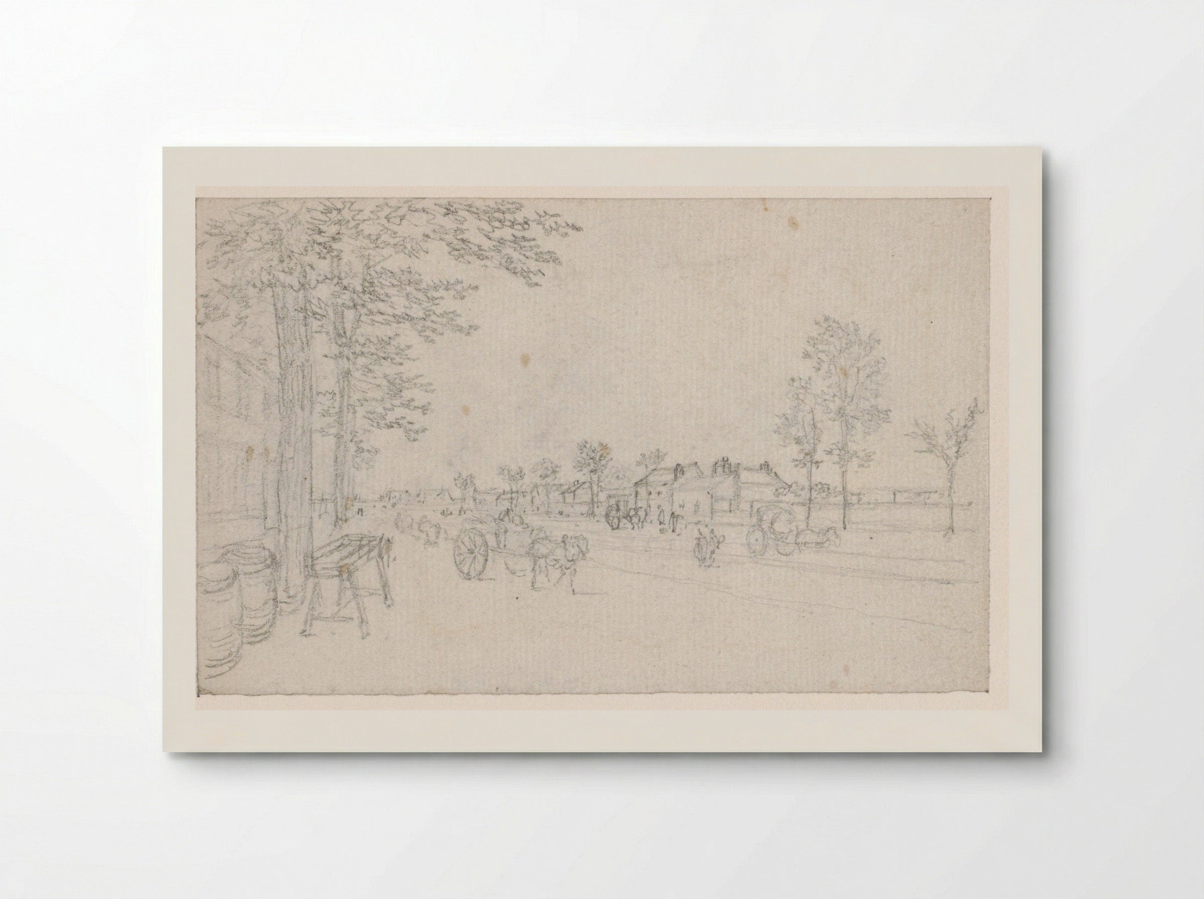 Weg buiten de stad met karren - Georges Michel - Poster