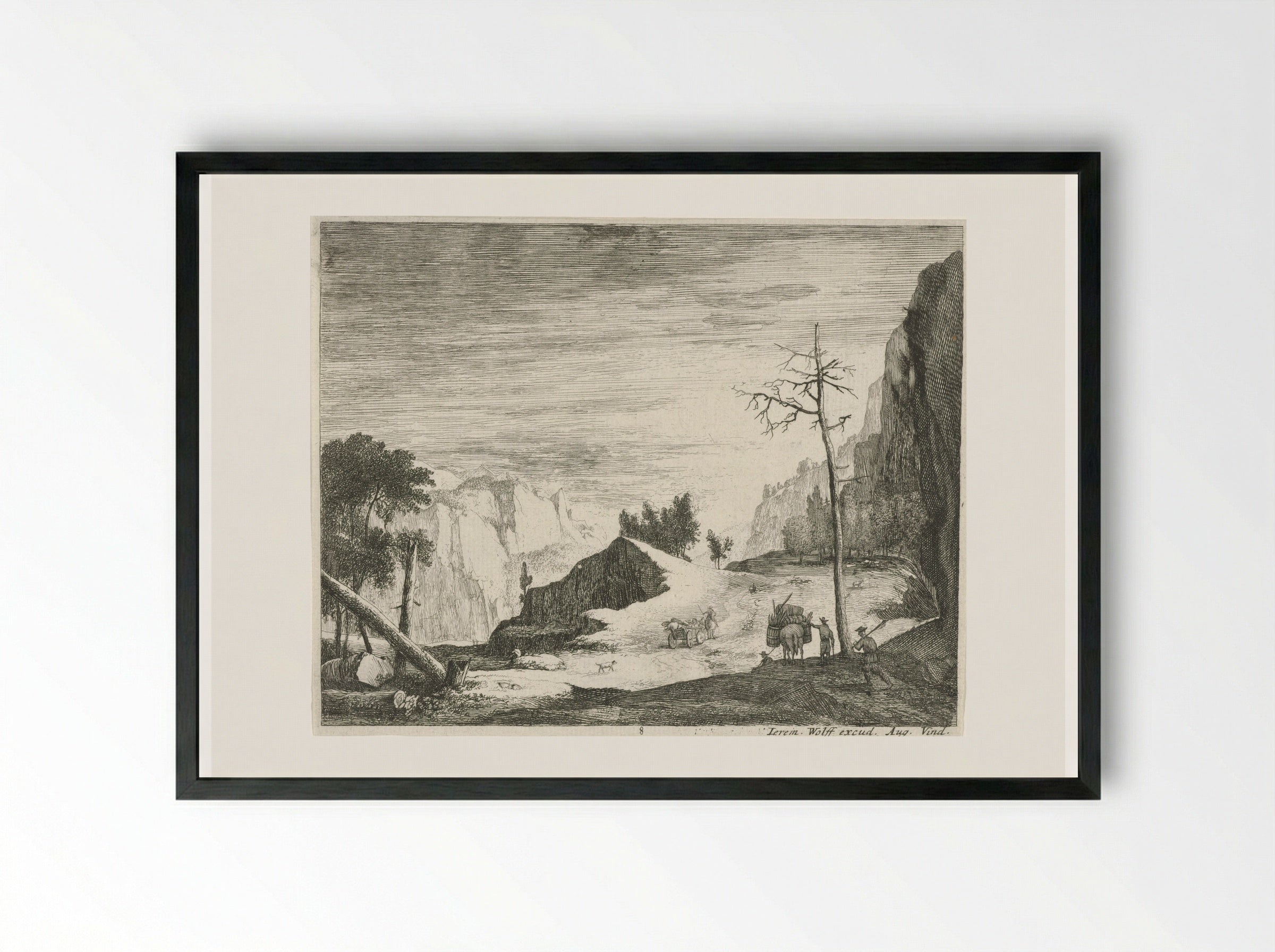 Weg in een berglandschap - Roelant Roghman - Framed Print Black