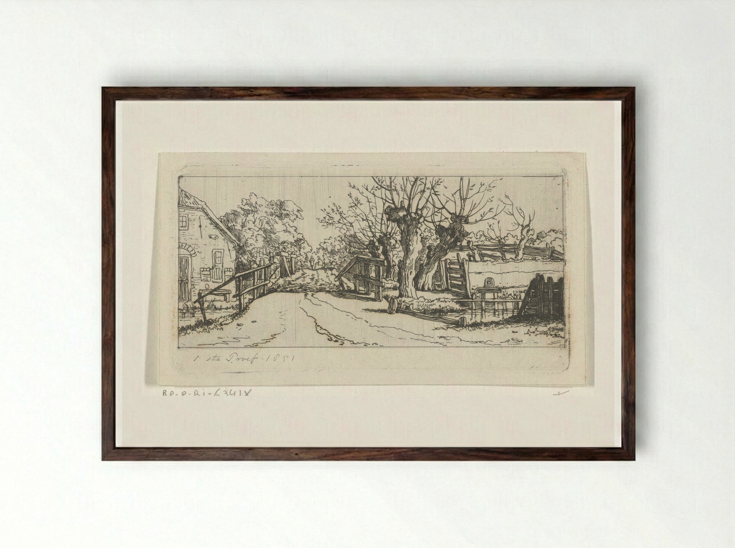 Weggetje langs een boerderij - Jacobus Ludovicus Cornet - Framed Print Dark Wood