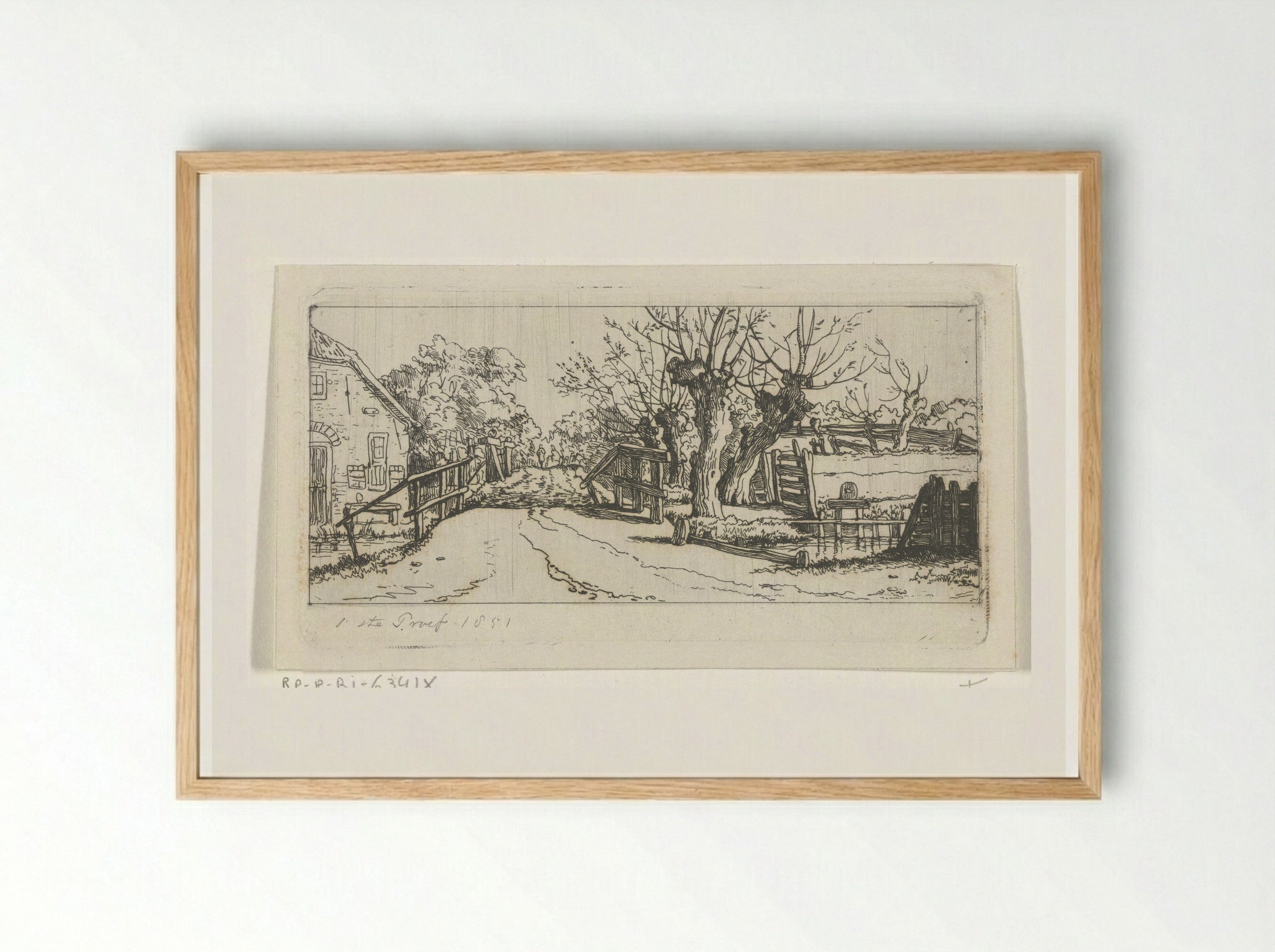 Weggetje langs een boerderij - Jacobus Ludovicus Cornet - Framed Print Wood
